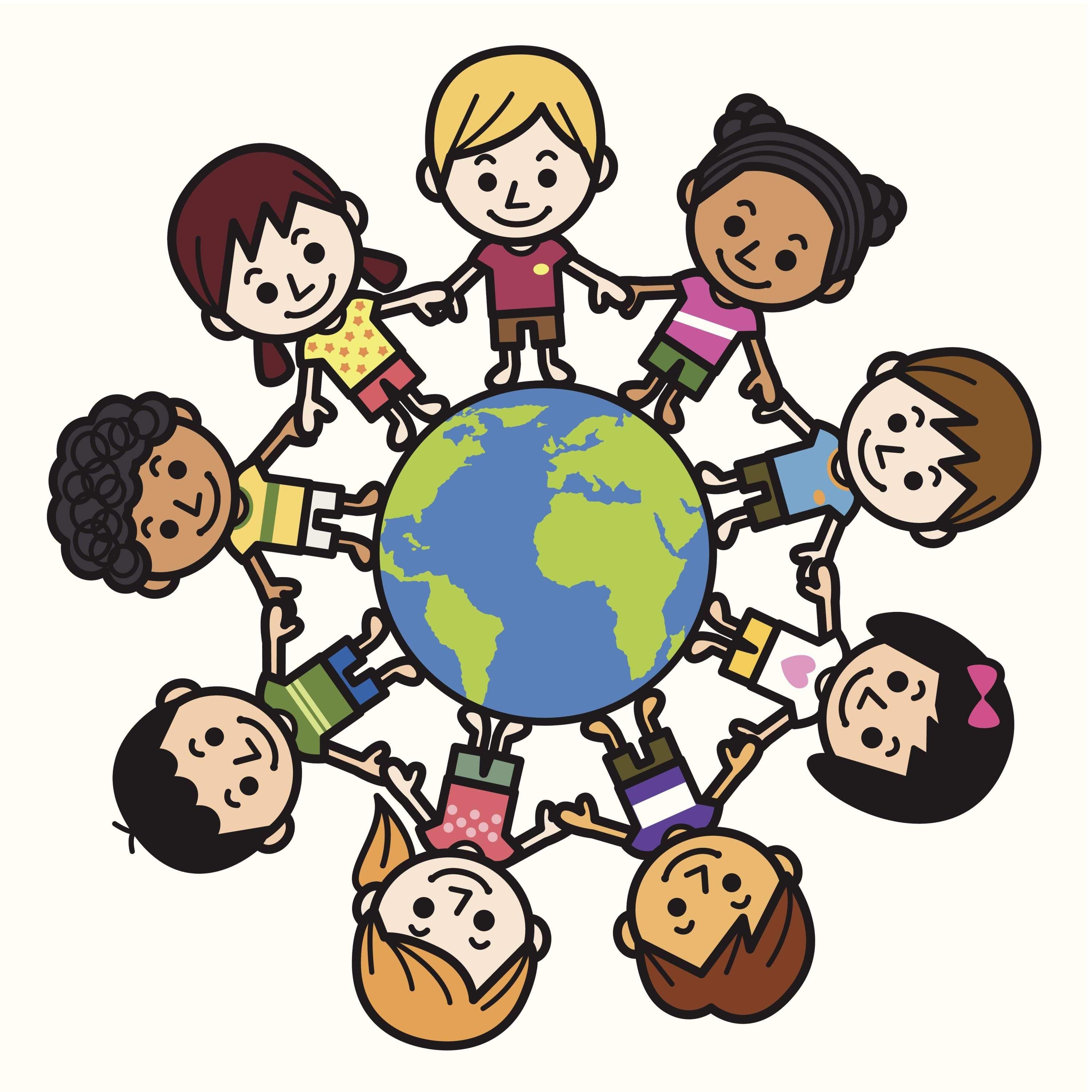 Happy Smiling Multicultural Kids Around The World Clipart