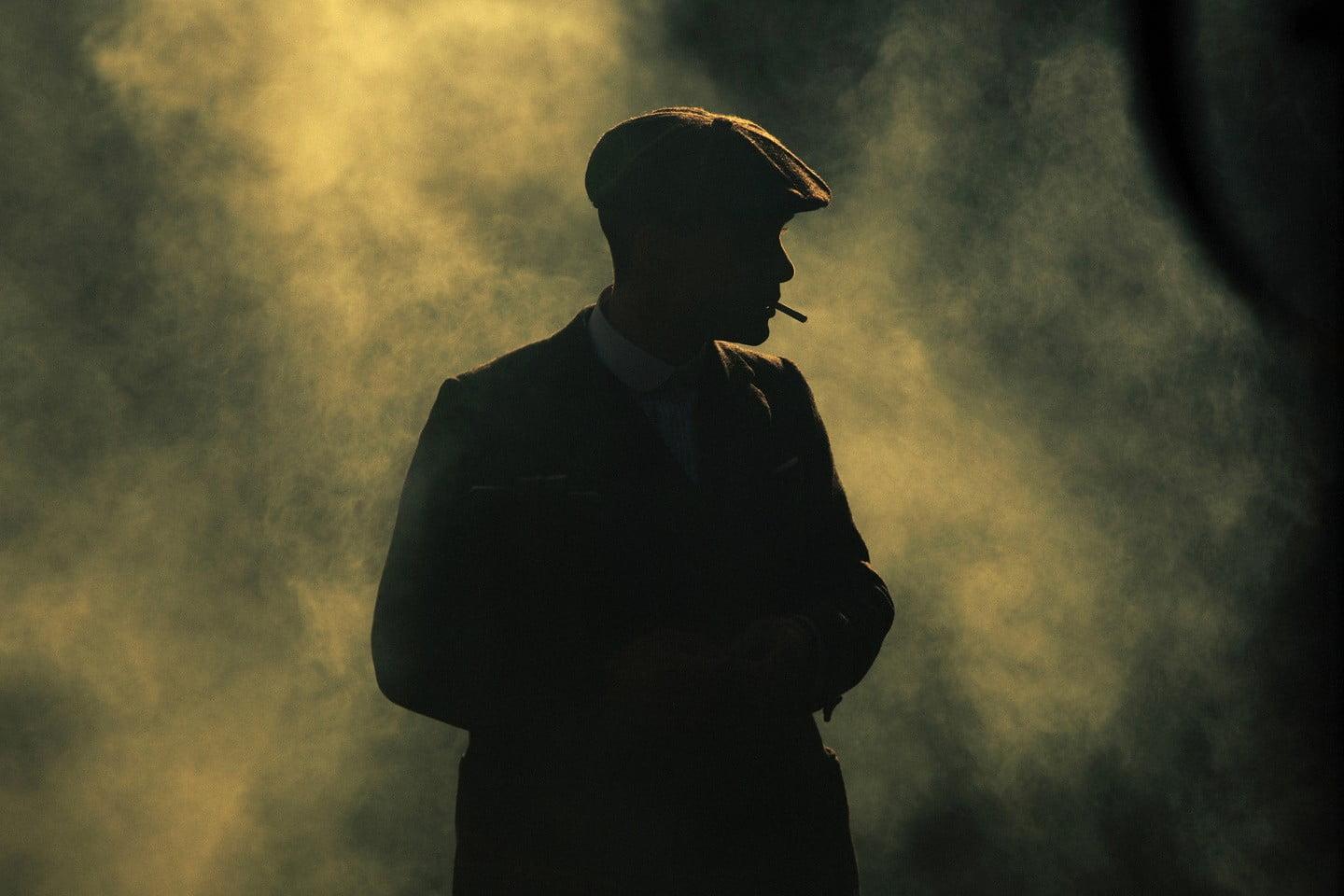 Silhouette of man smoking cigarette, Peaky Blinders, Cillian