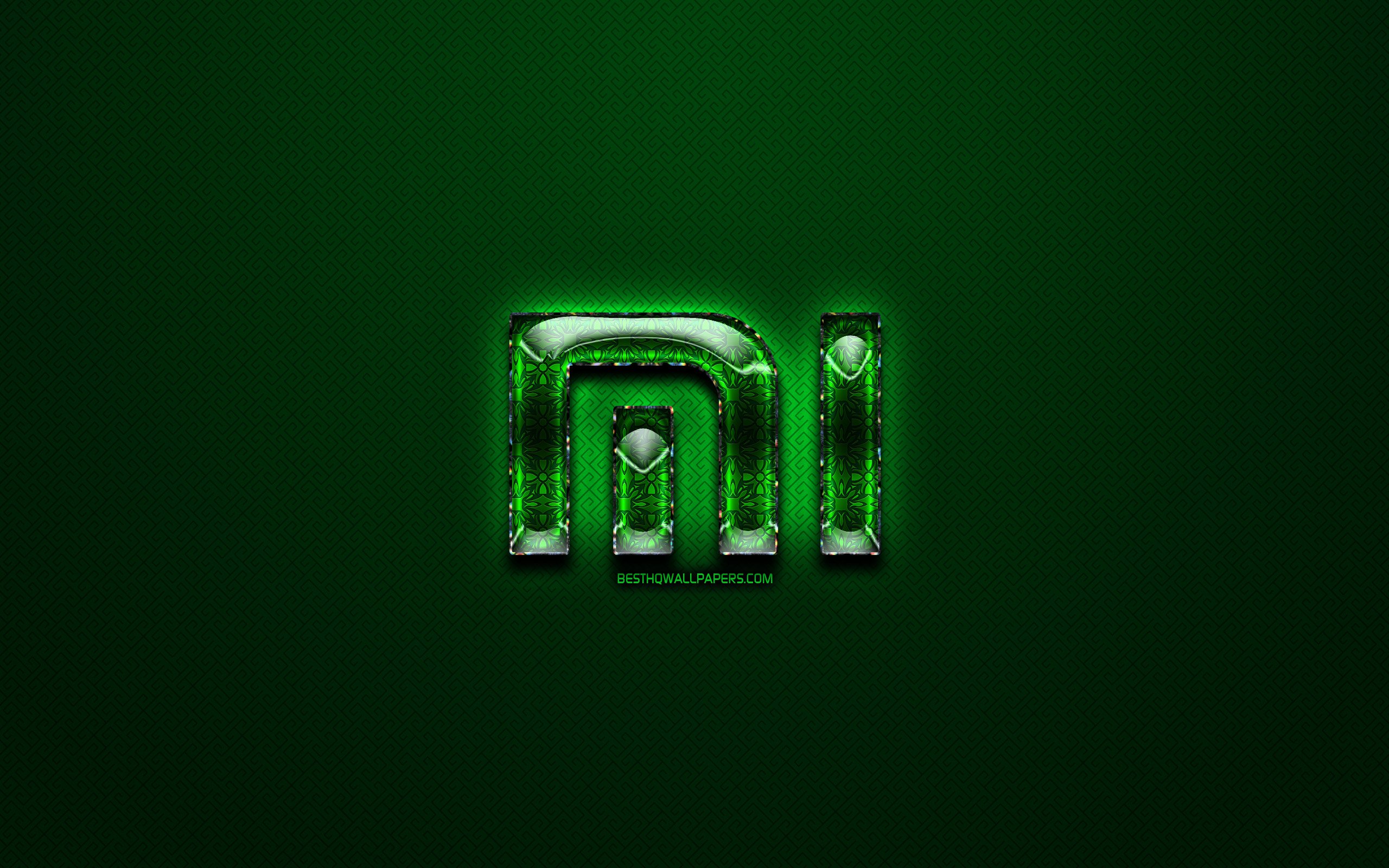 Download wallpaper Xiaomi green logo, green vintage