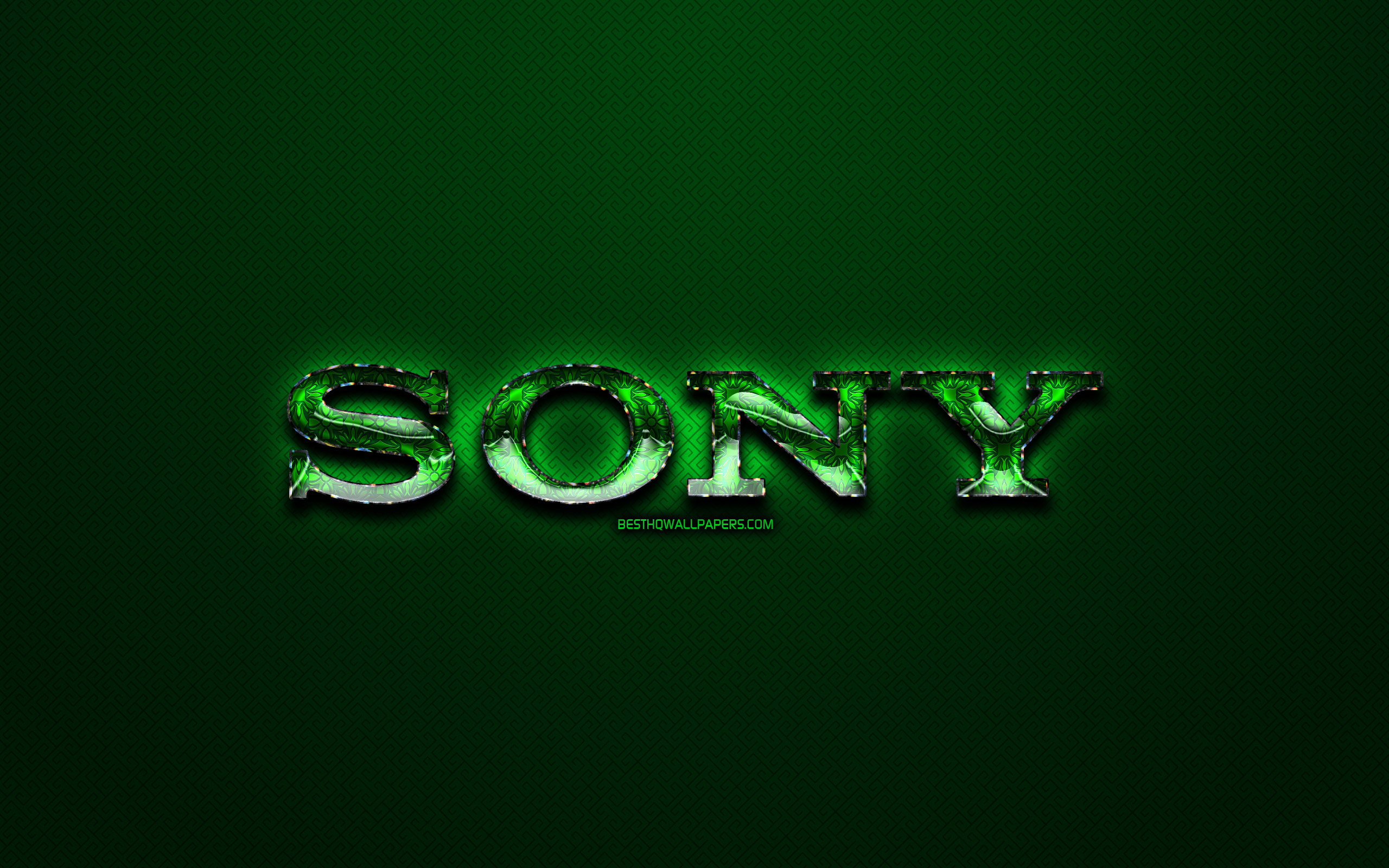 Download wallpaper Sony green logo, green vintage