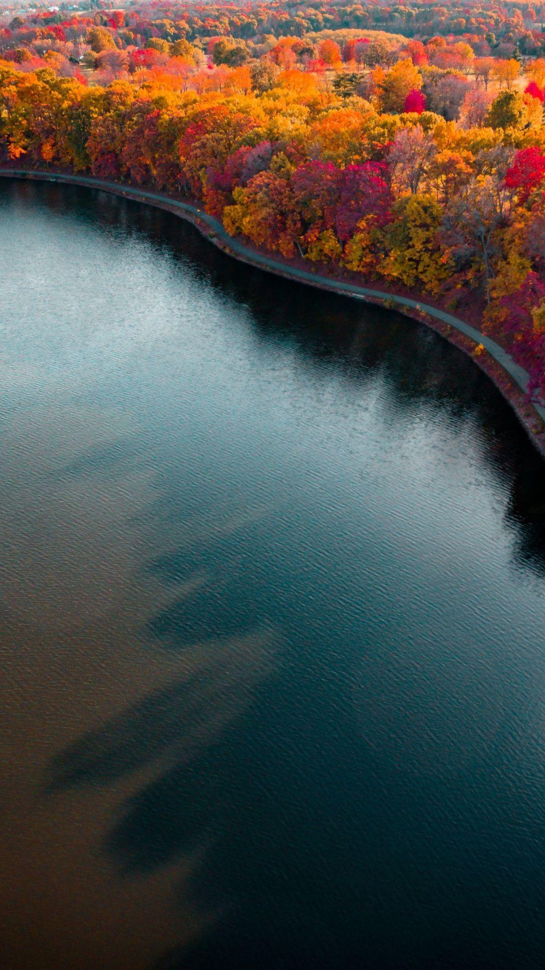 Autumn, lake, tree, boundary, path, 1080x1920 wallpaper. Aesthetic photography nature, Autumn lake, Beautiful nature