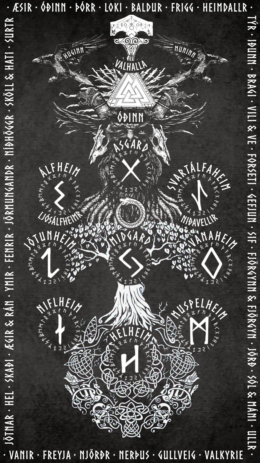 Yggdrasil Norse mythology based graphic design