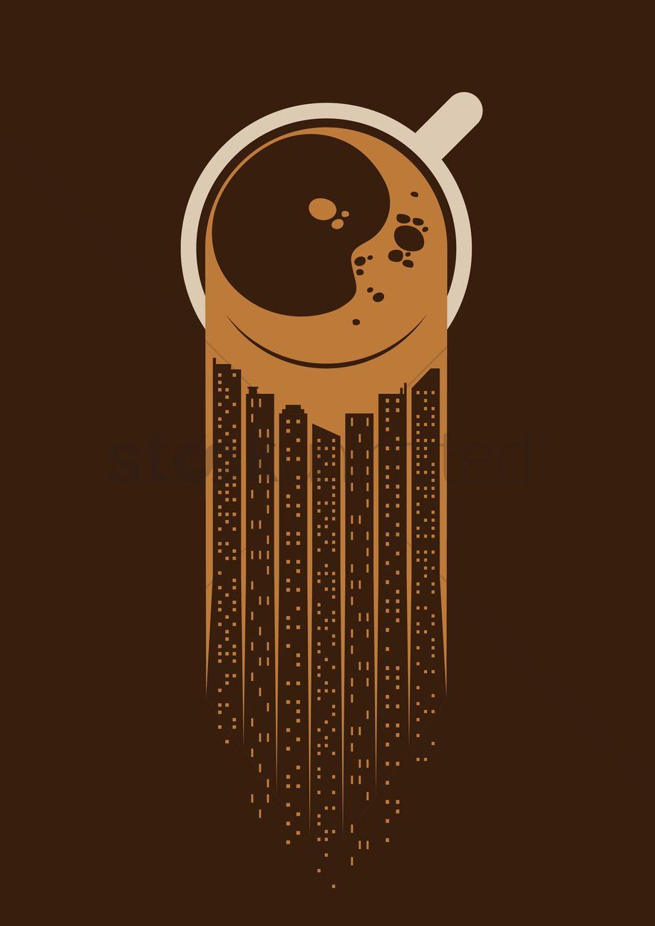 Spilling coffee city concept Vector Image