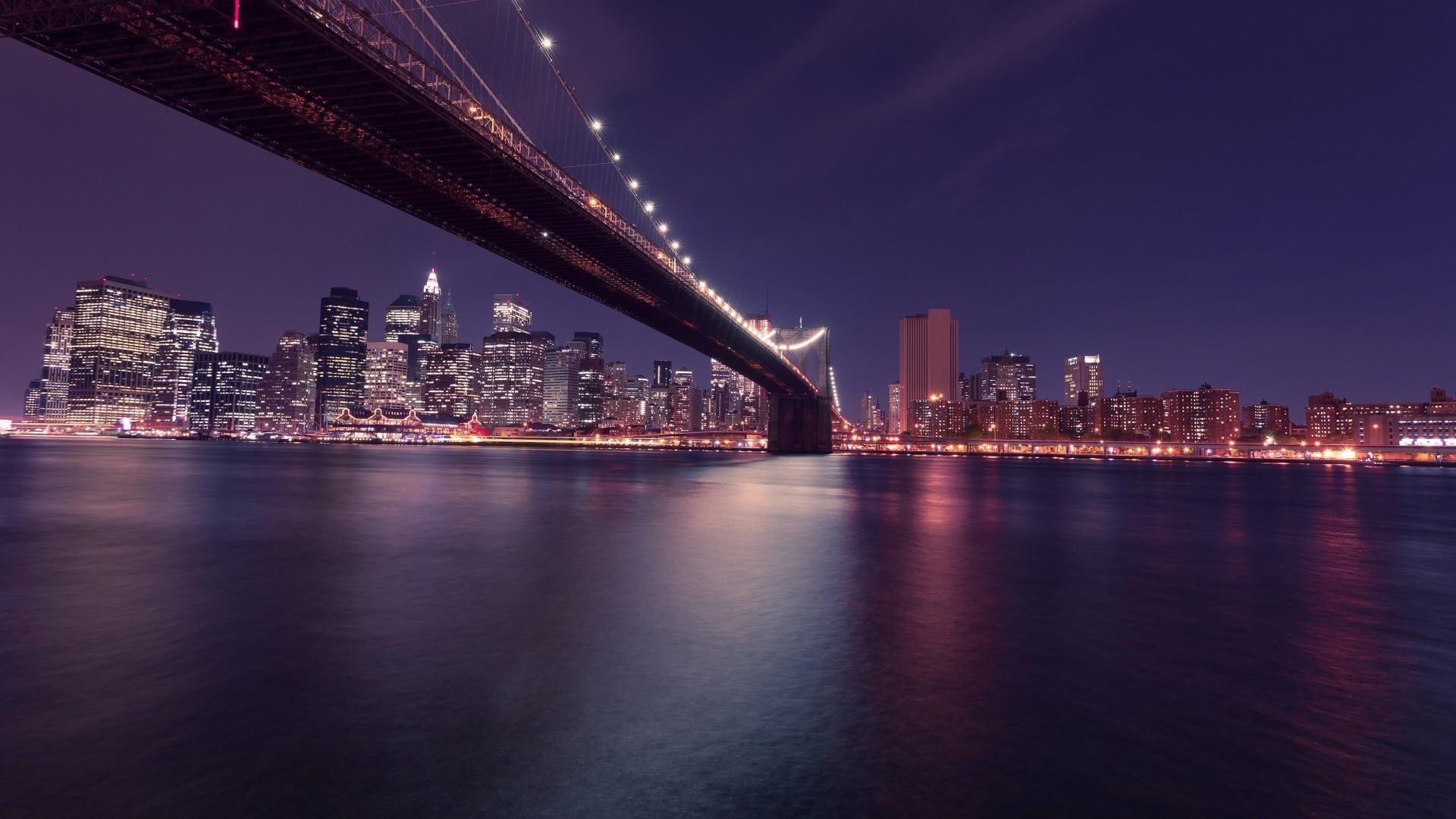 Download 1920x1080 Usa New York, Brooklyn Bridge, Night