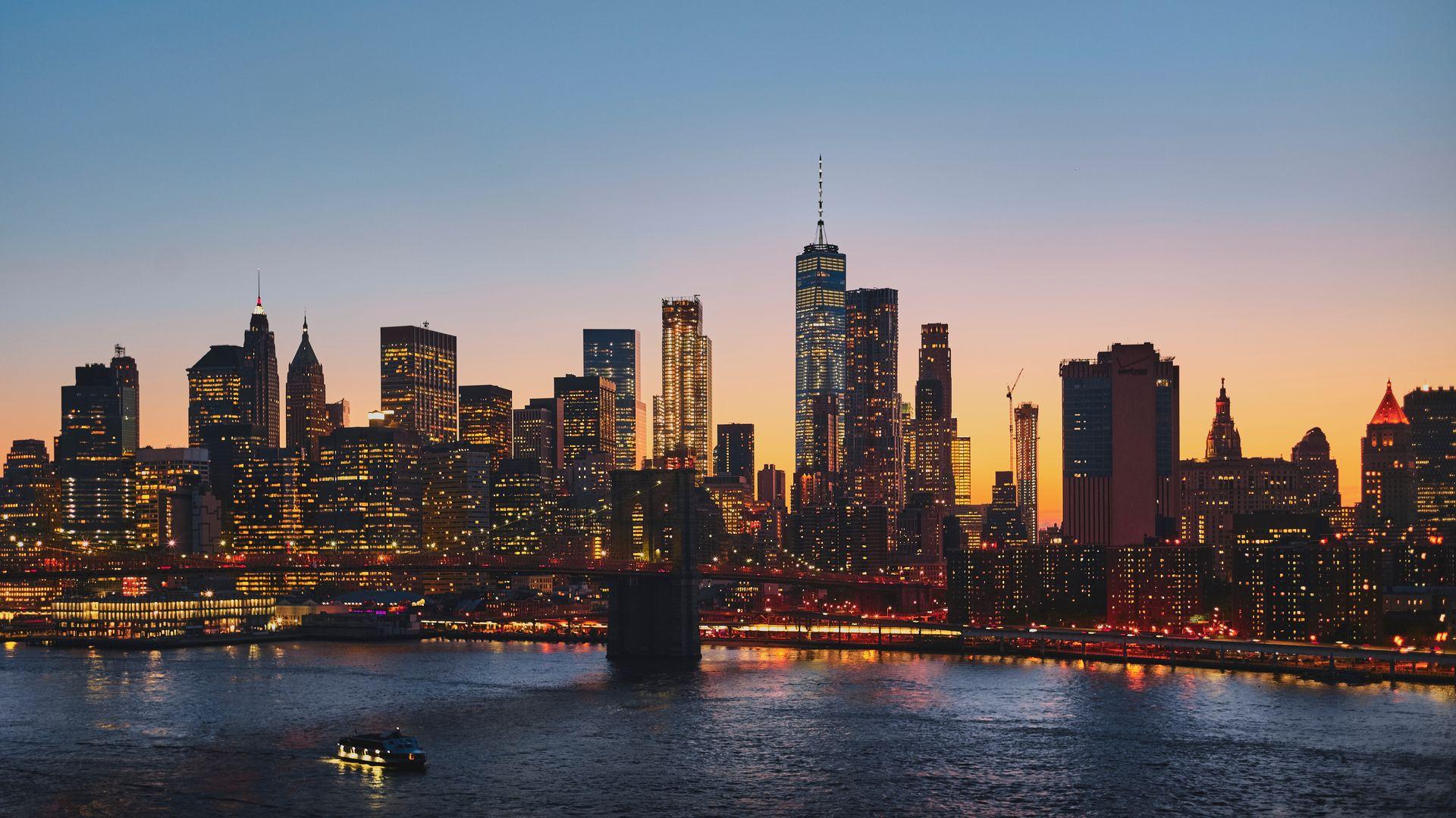 Manhattan Bridge New York Night View Wallpaper