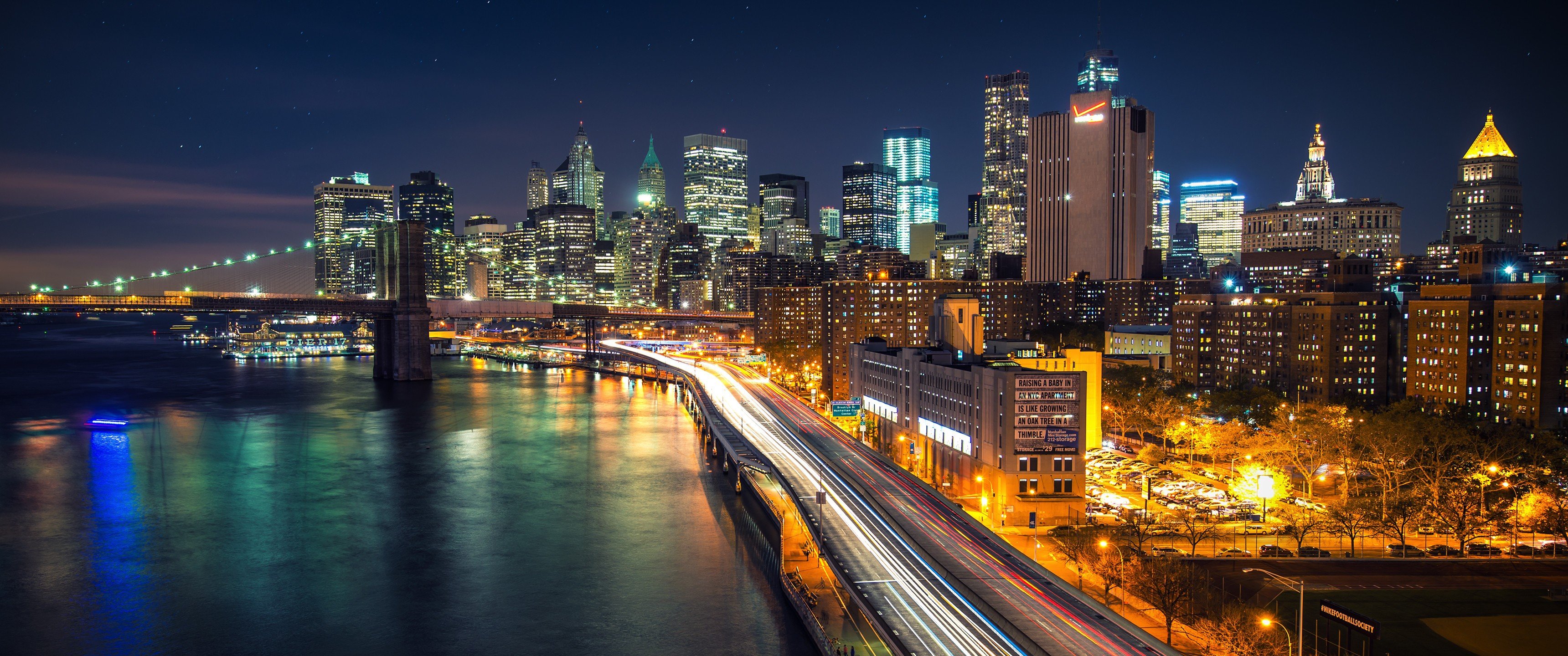 brooklyn bridge new york city manhattan night