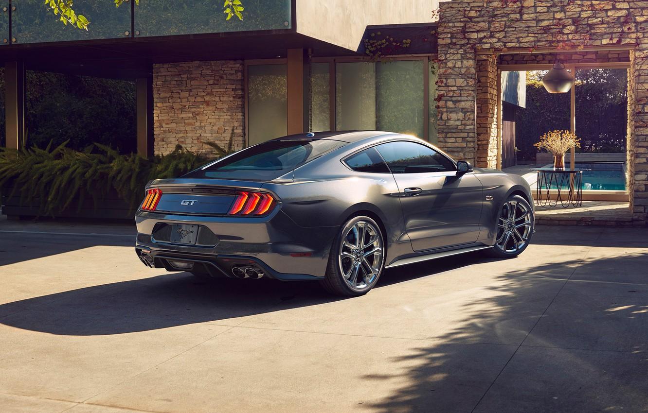 Wallpaper Ford Mustang, Grey, 2018, Mustang GT, Rear View