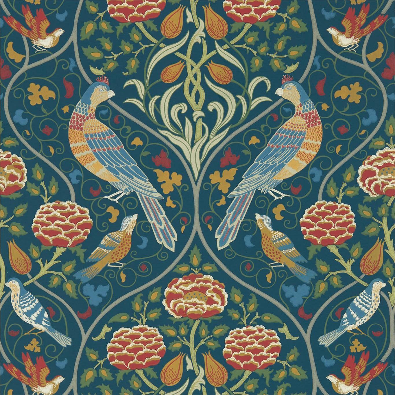 William Morris & Co Seasons by May 216686 Wallpaper. Indigo