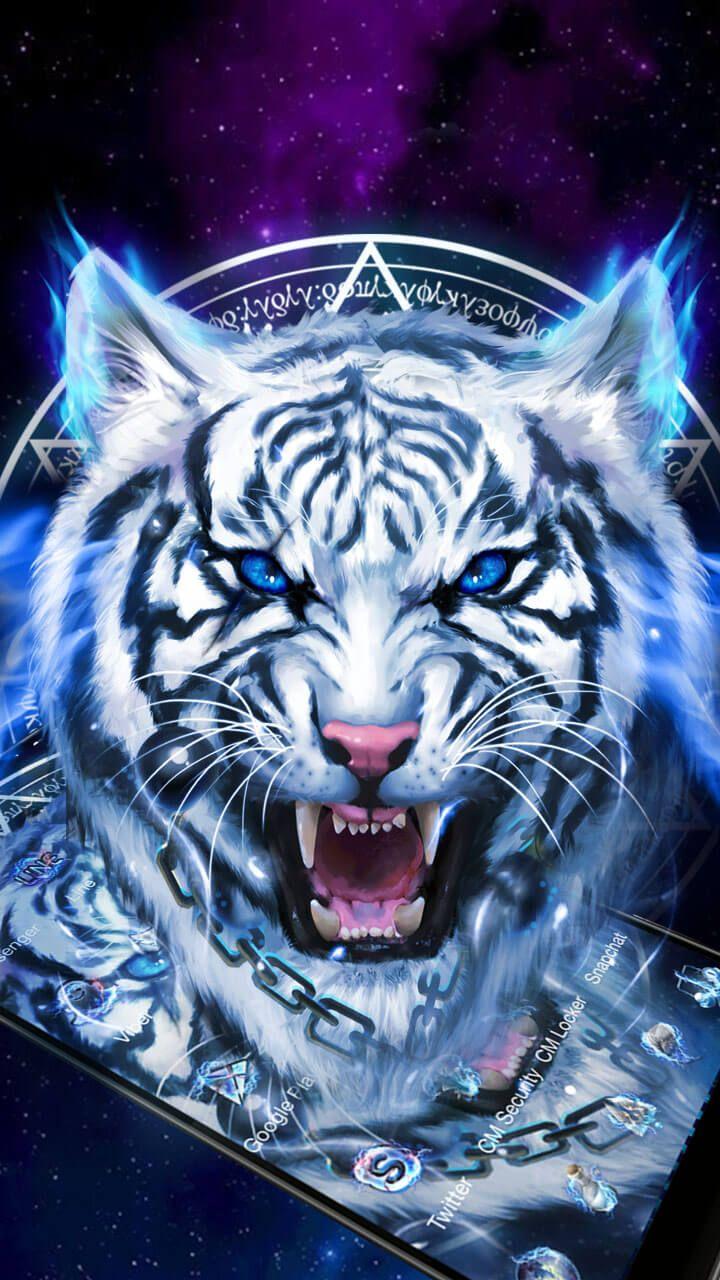 FEARLESS !! Ice Neon Tiger Wallpaper Theme. #Wildlife. Tiger wallpaper, Big cats art, Mythical creatures art