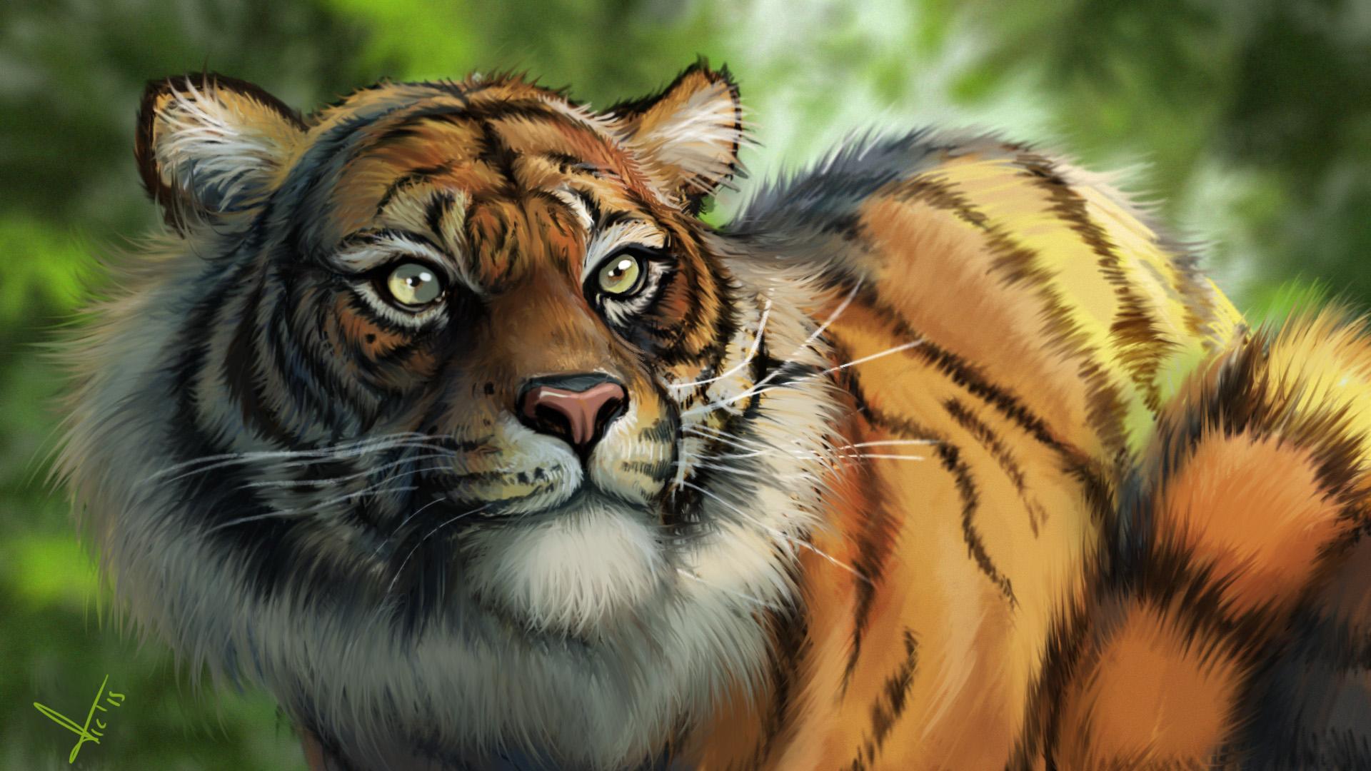 Tiger Digital Artwork, HD Artist, 4k Wallpaper, Image