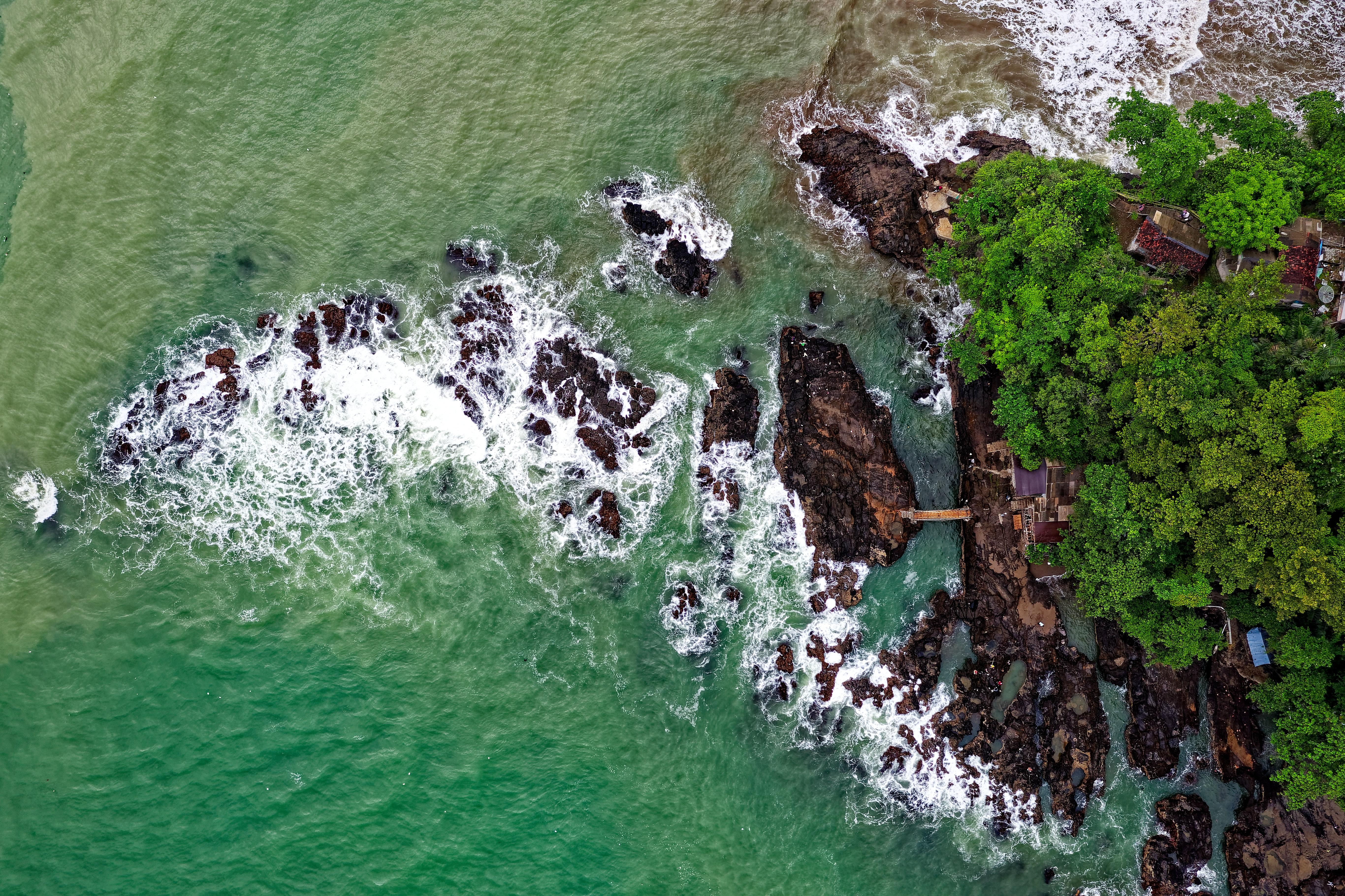 Top View Photo of Rocky Shore · Free