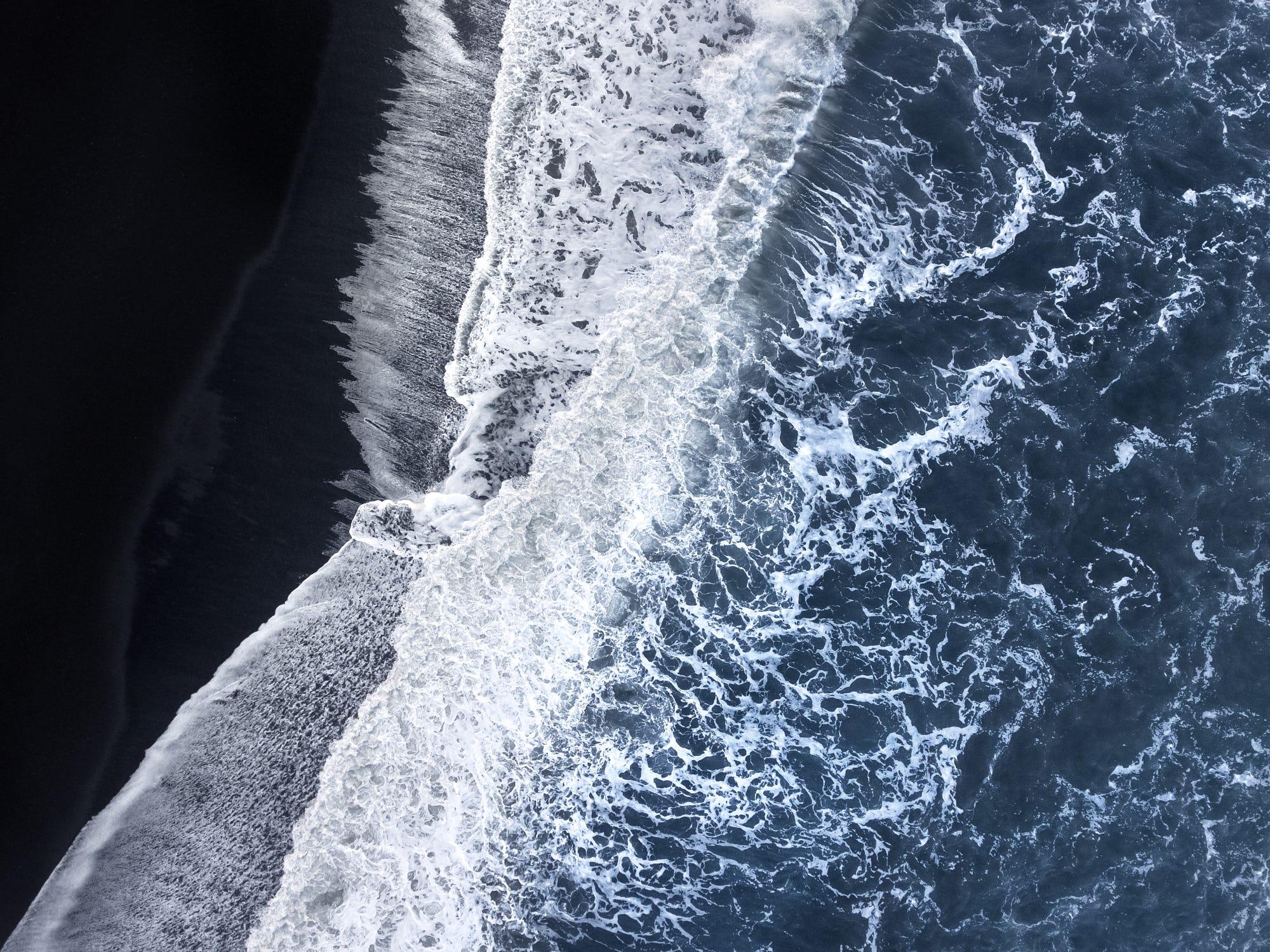 nature landscape shore waves drone aerial view water