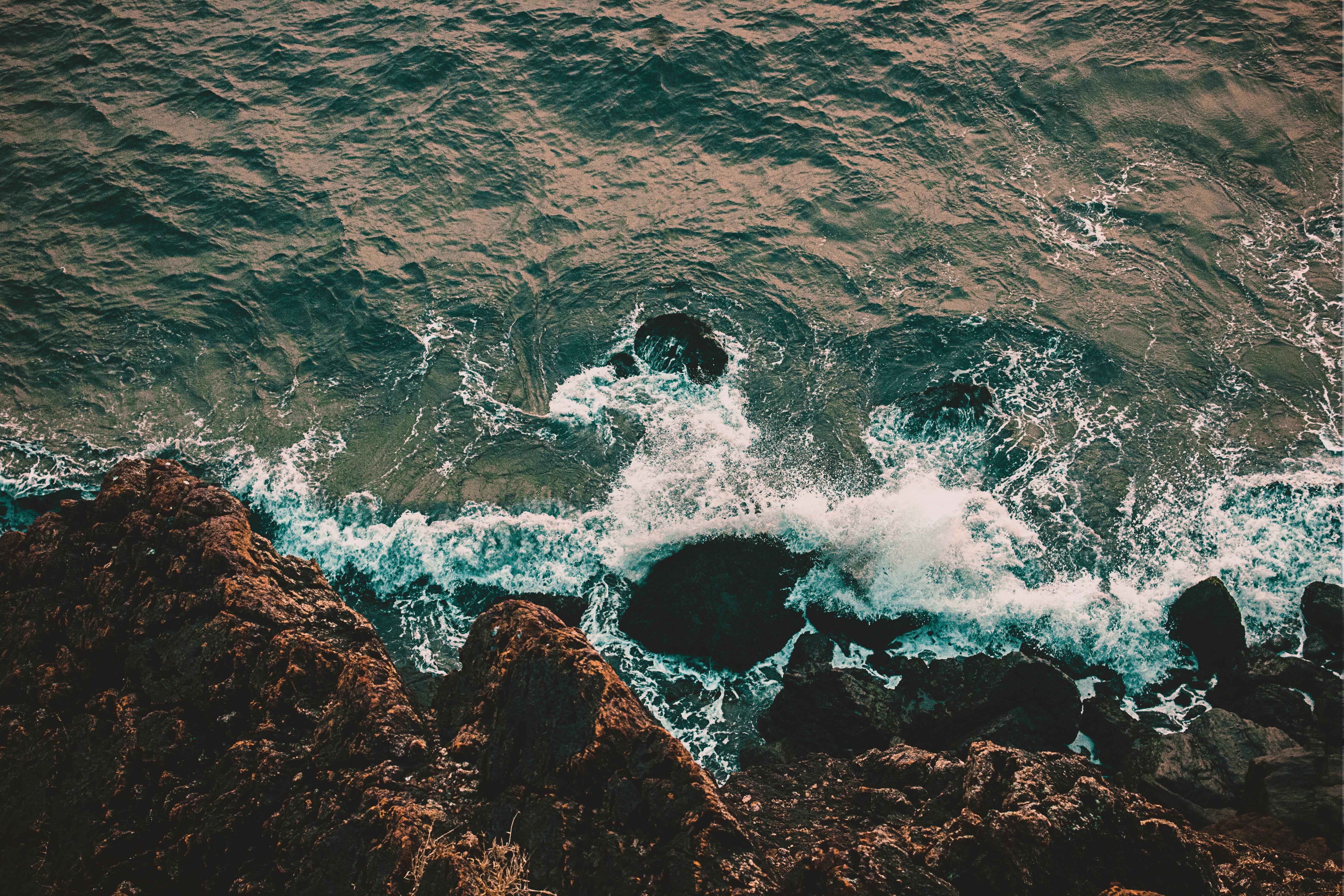 Top View Photo of Rocky Shore · Free