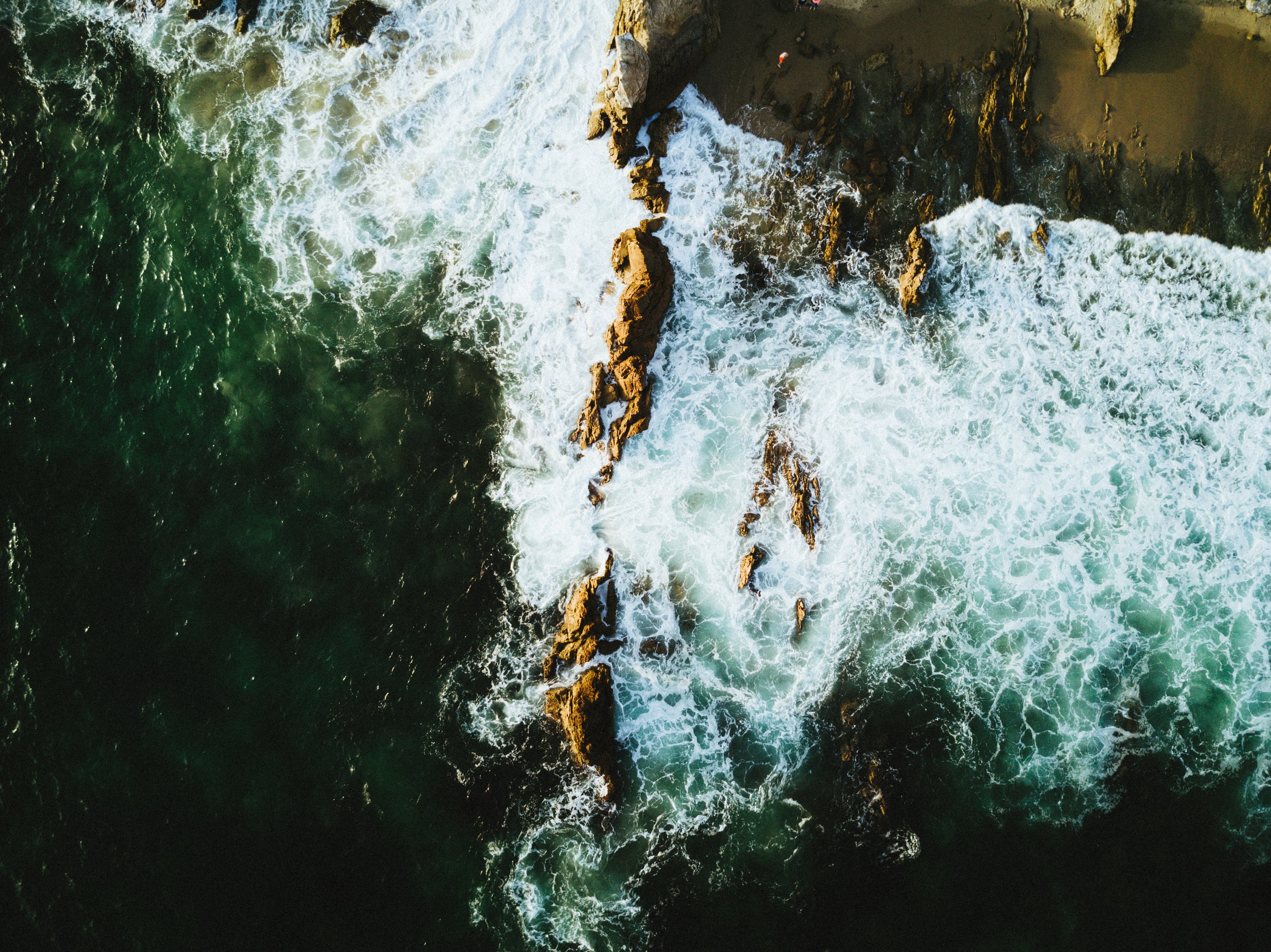 HD wallpaper: aerial photo of beach, sea, Pacific Ocean