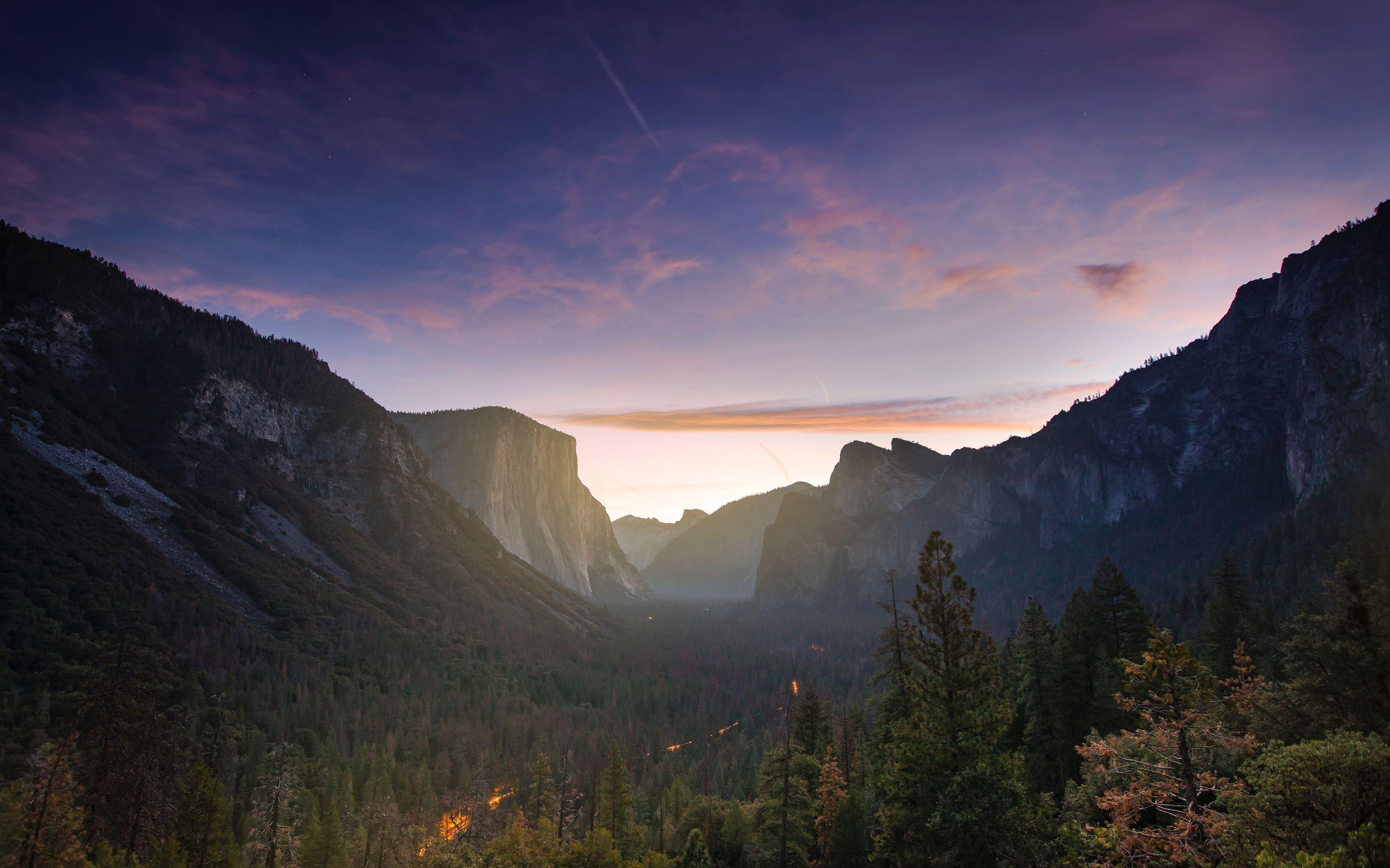 Download wallpaper 4k, Yosemite Valley, sunset, autumn