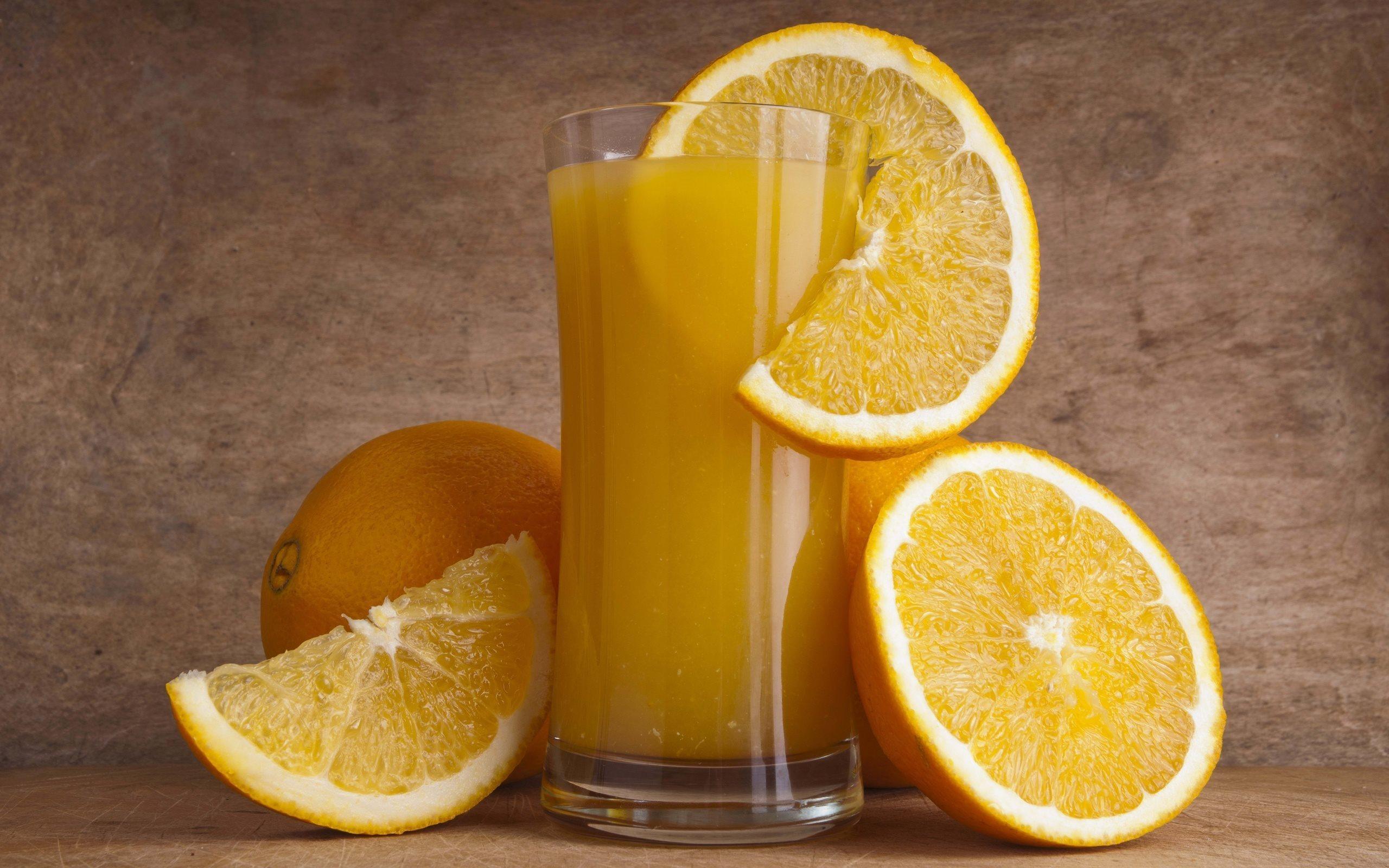 Download wallpaper oranges, fresh fruit, orange juice