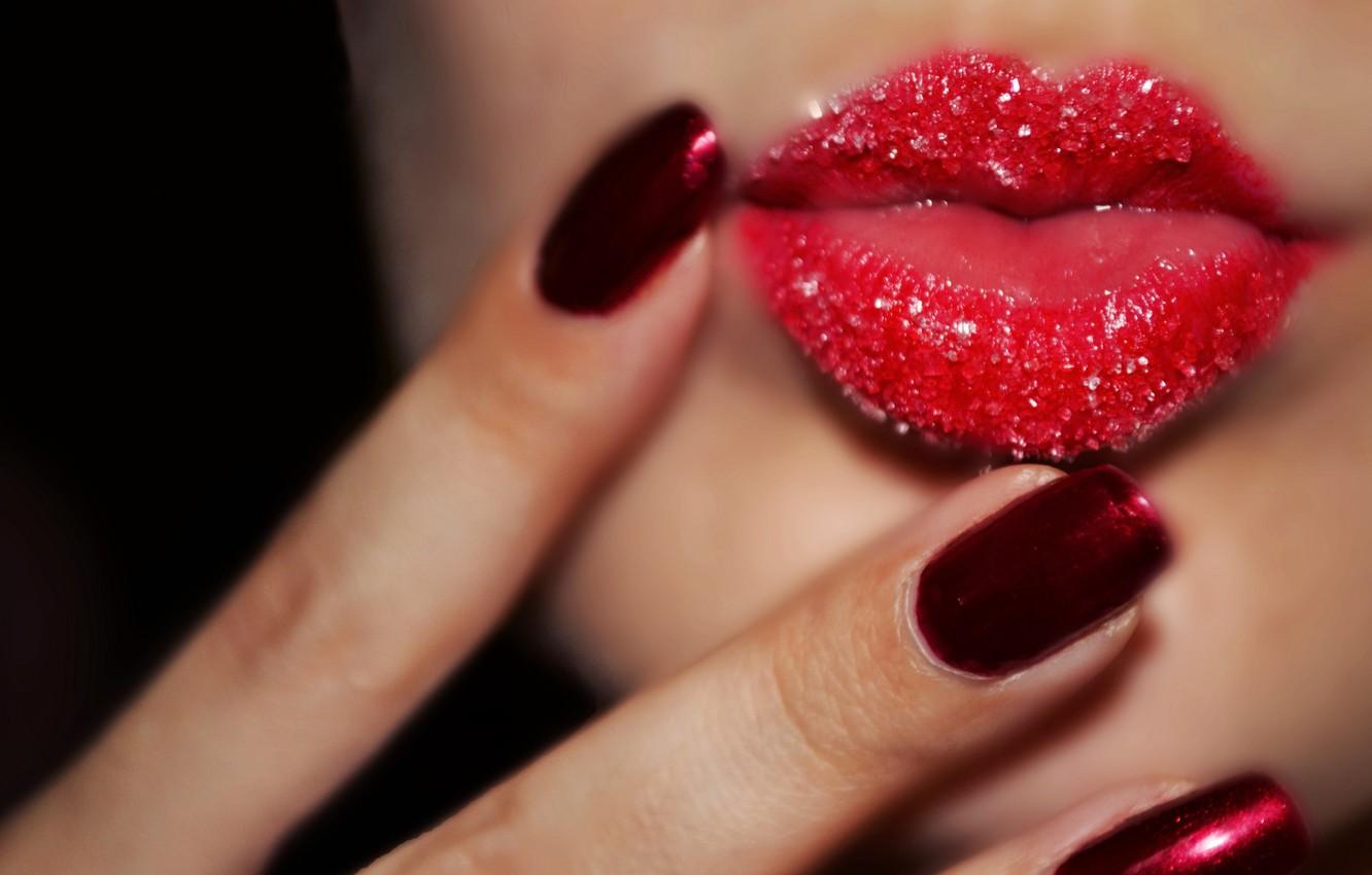 Wallpaper, lips, sugar, nail, makeup image for desktop