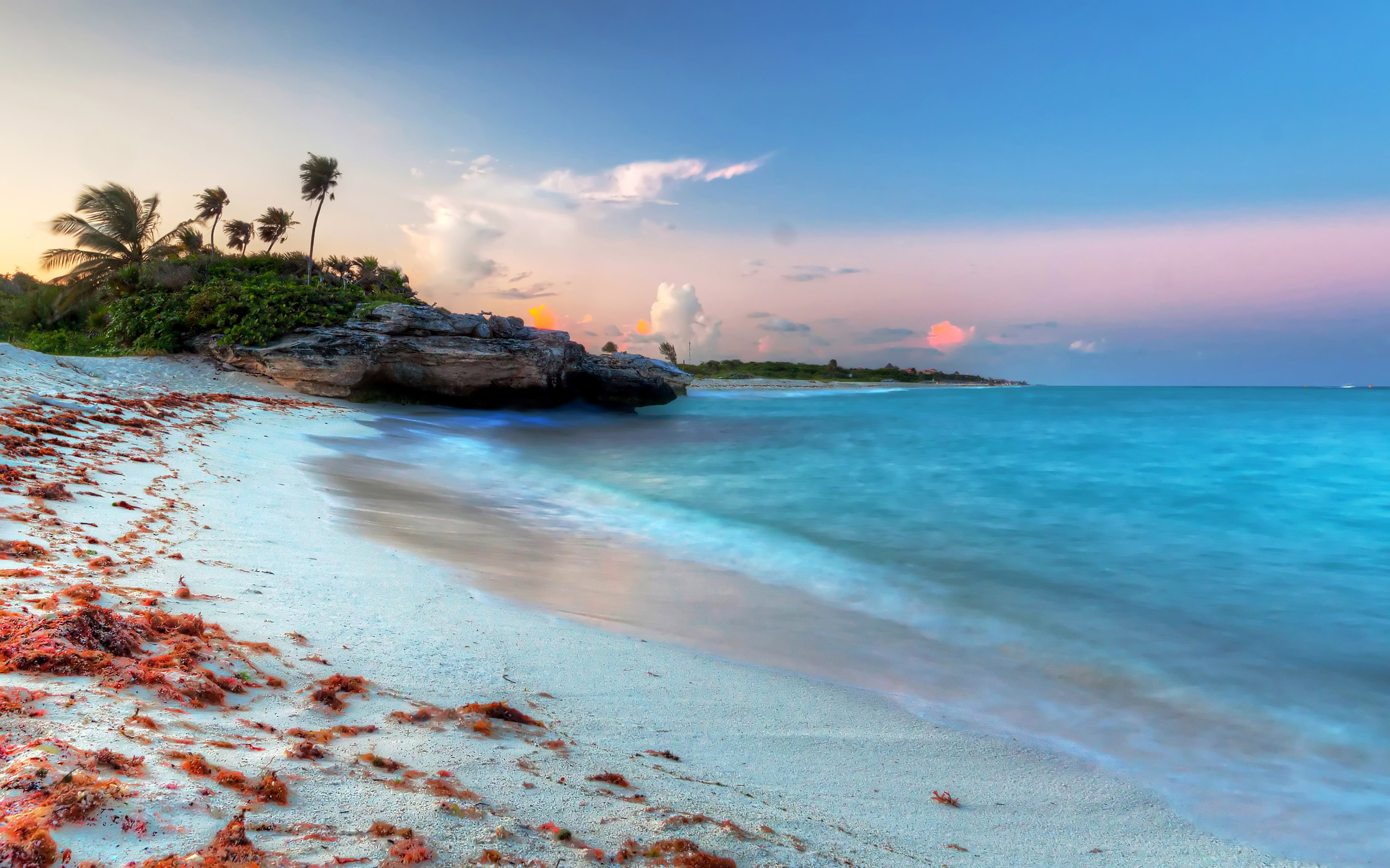Playa Del Carmen Amazing Sunset At Caribbean Sea In Mexico