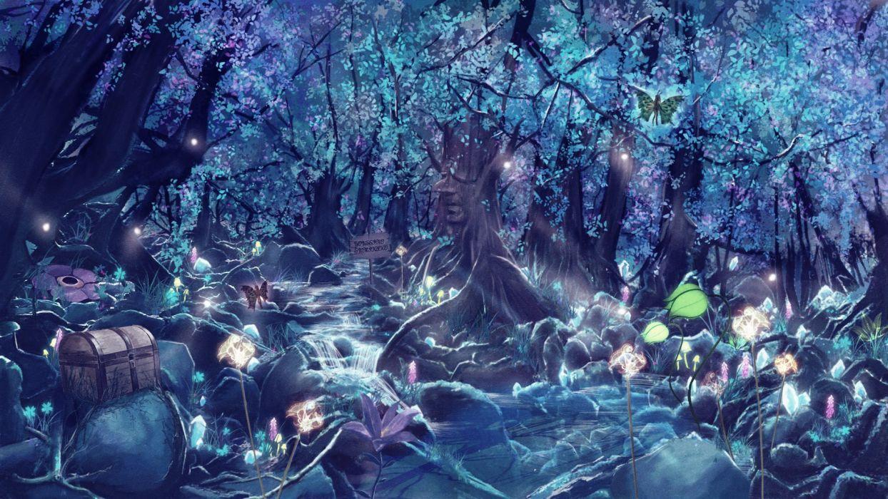 Fantastic world Fantasy Animals magic magical forest neon glow colorful wallpaperx1080