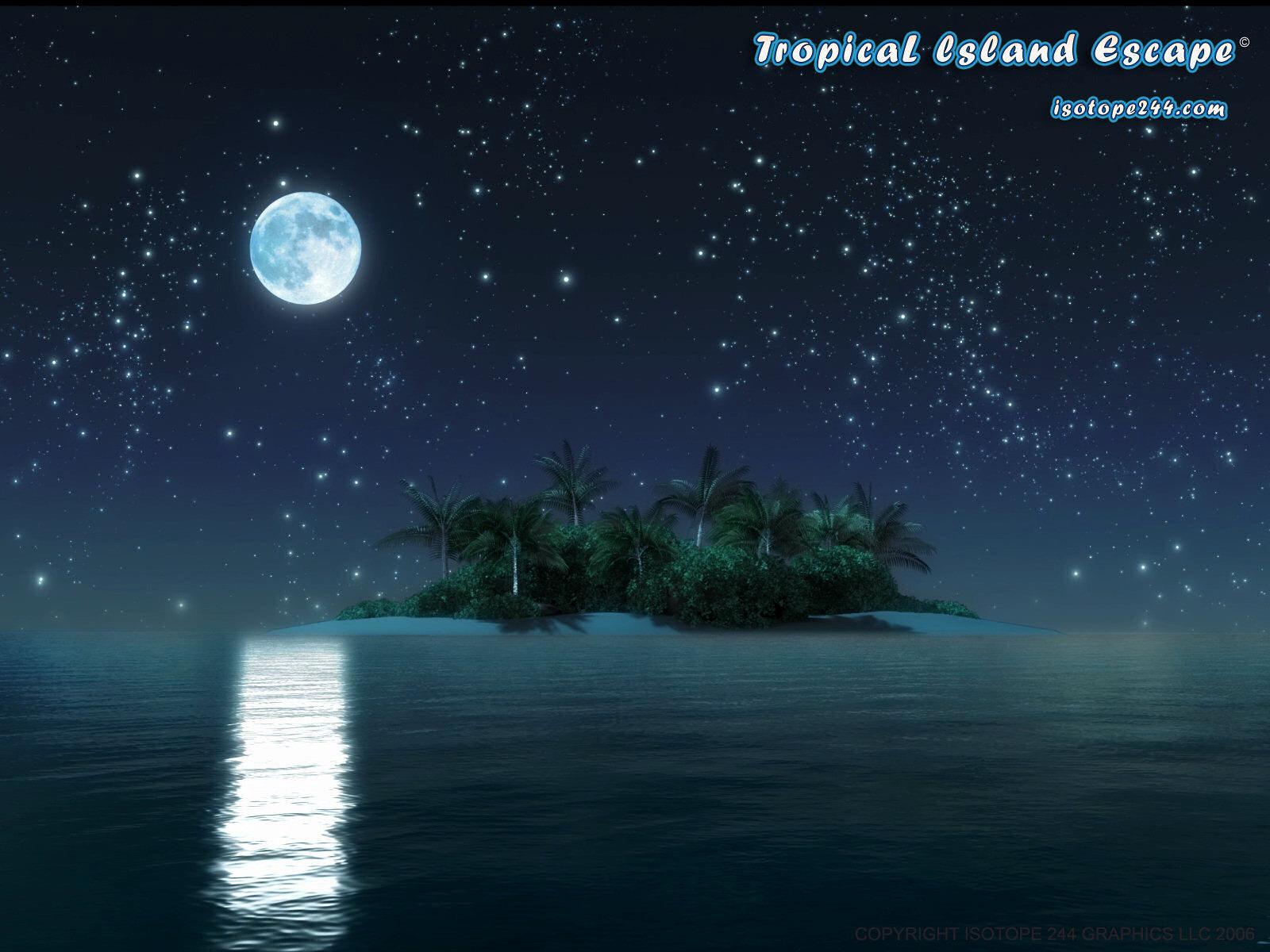 island at night wallpaper