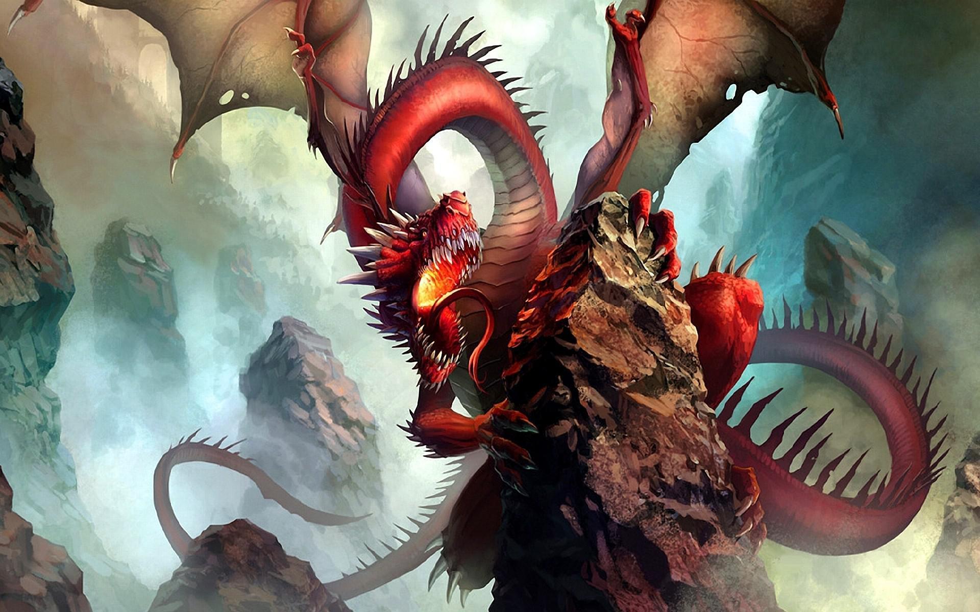 Wings Dragons Fantasy Art Artwork Free HD desktop wallpaper