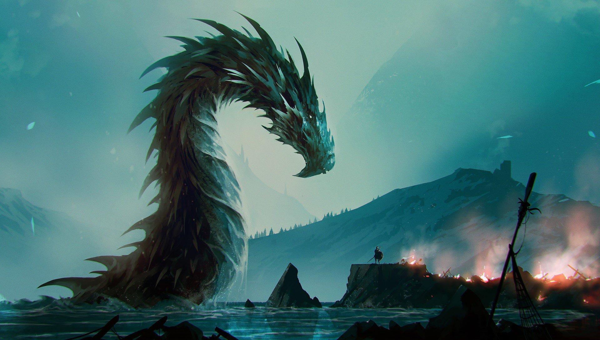 fantasy art Water Dragon HD Wallpaper Desktop and