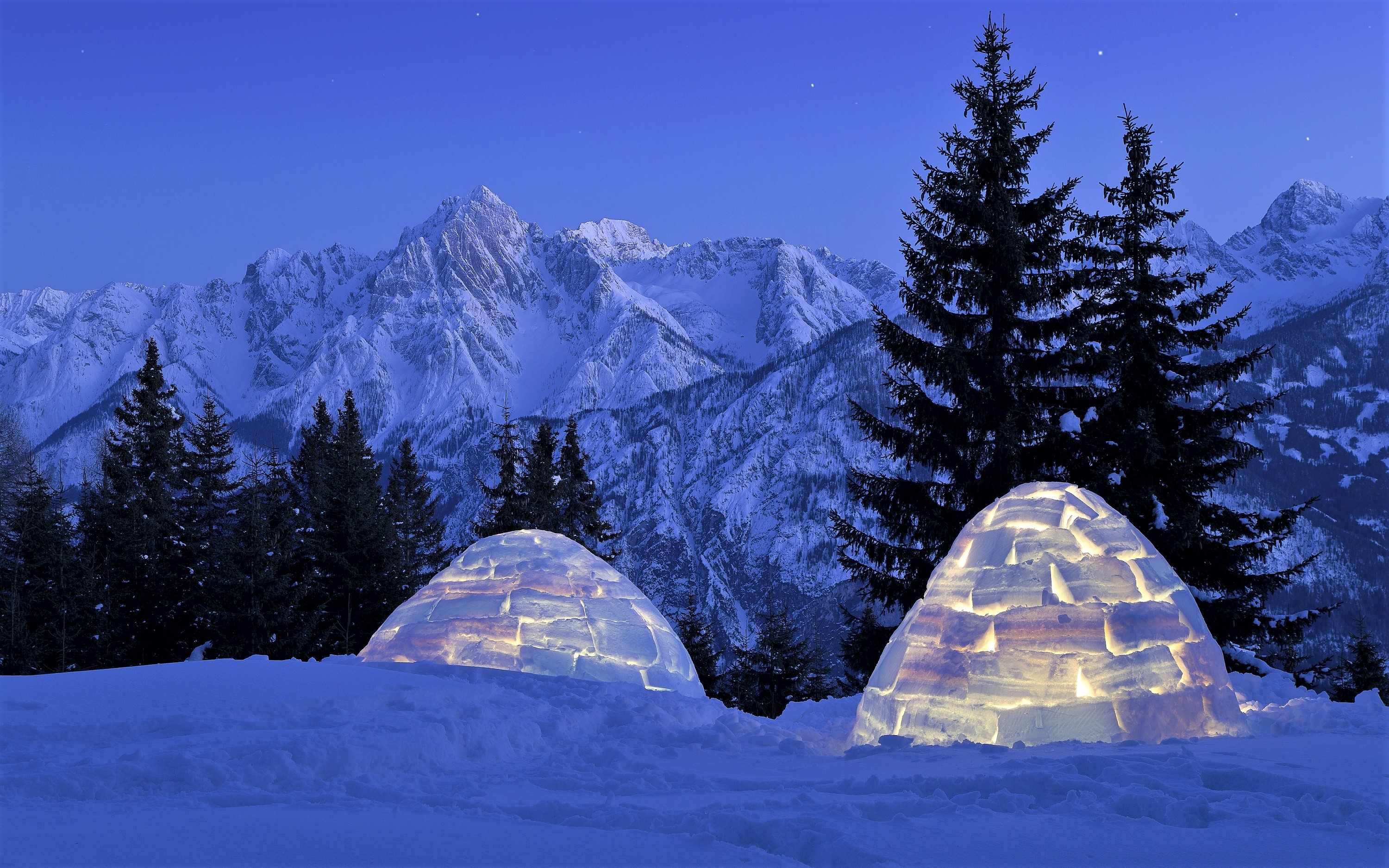 Igloos in Winter Mountains HD Wallpaper. Background Image