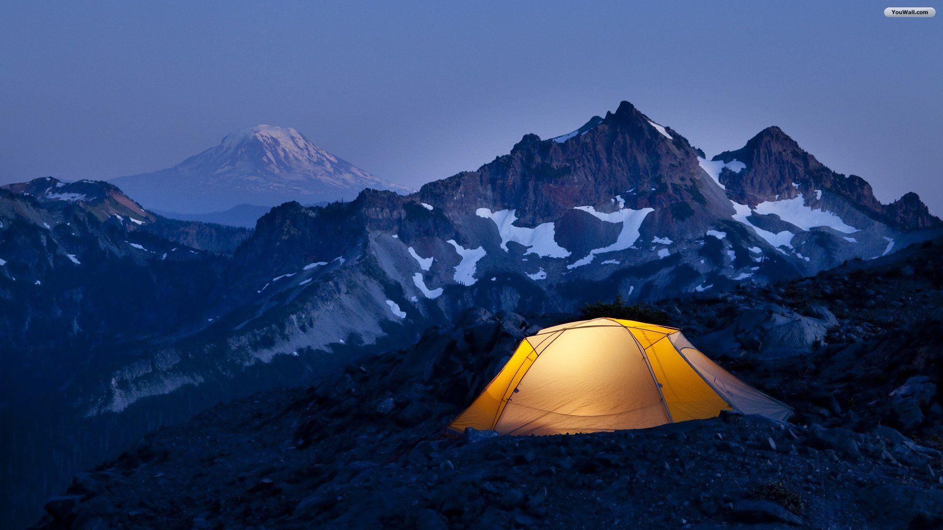 Tent Camping On Mountain Wallpaper at