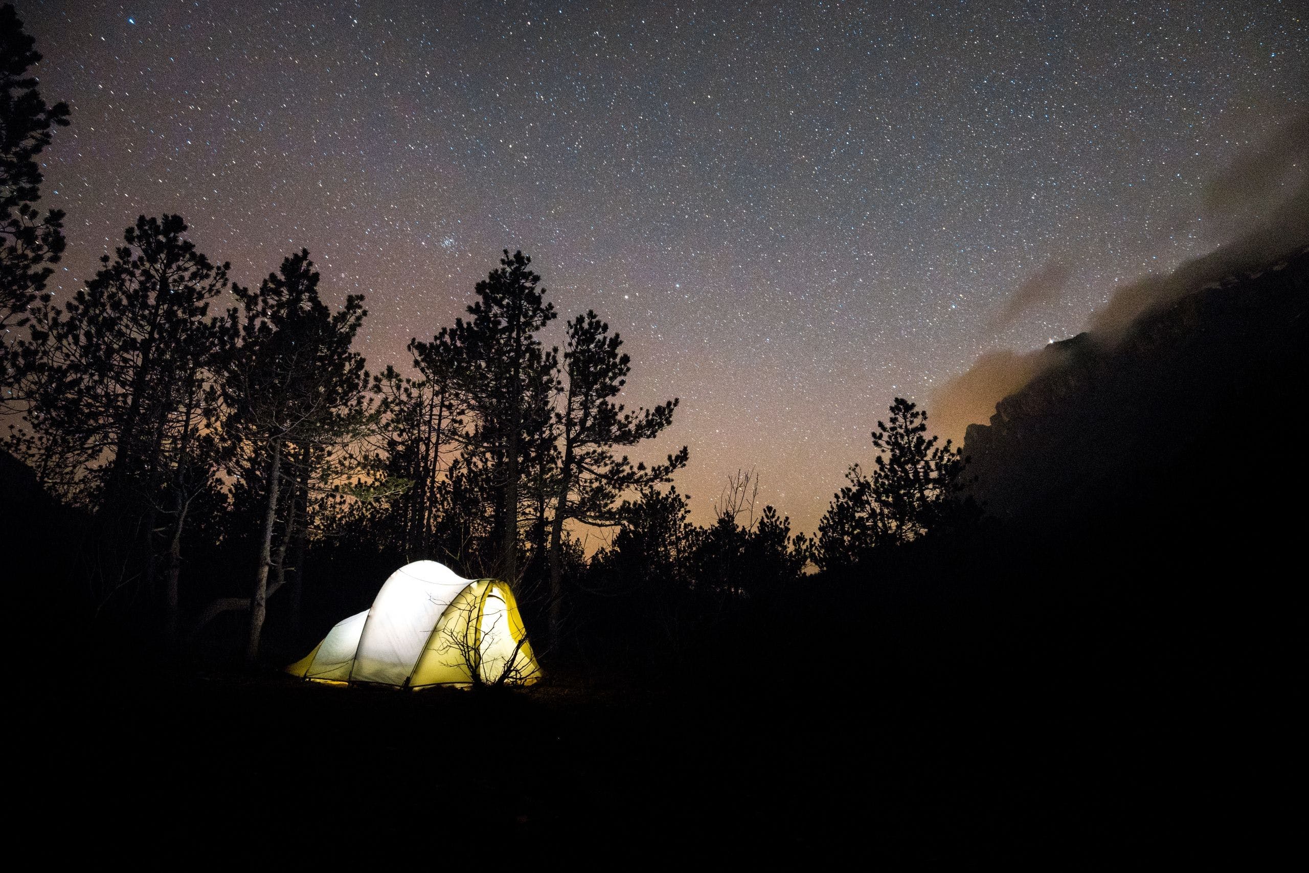 Download Mountain Tent Sky Night Wallpaper ·