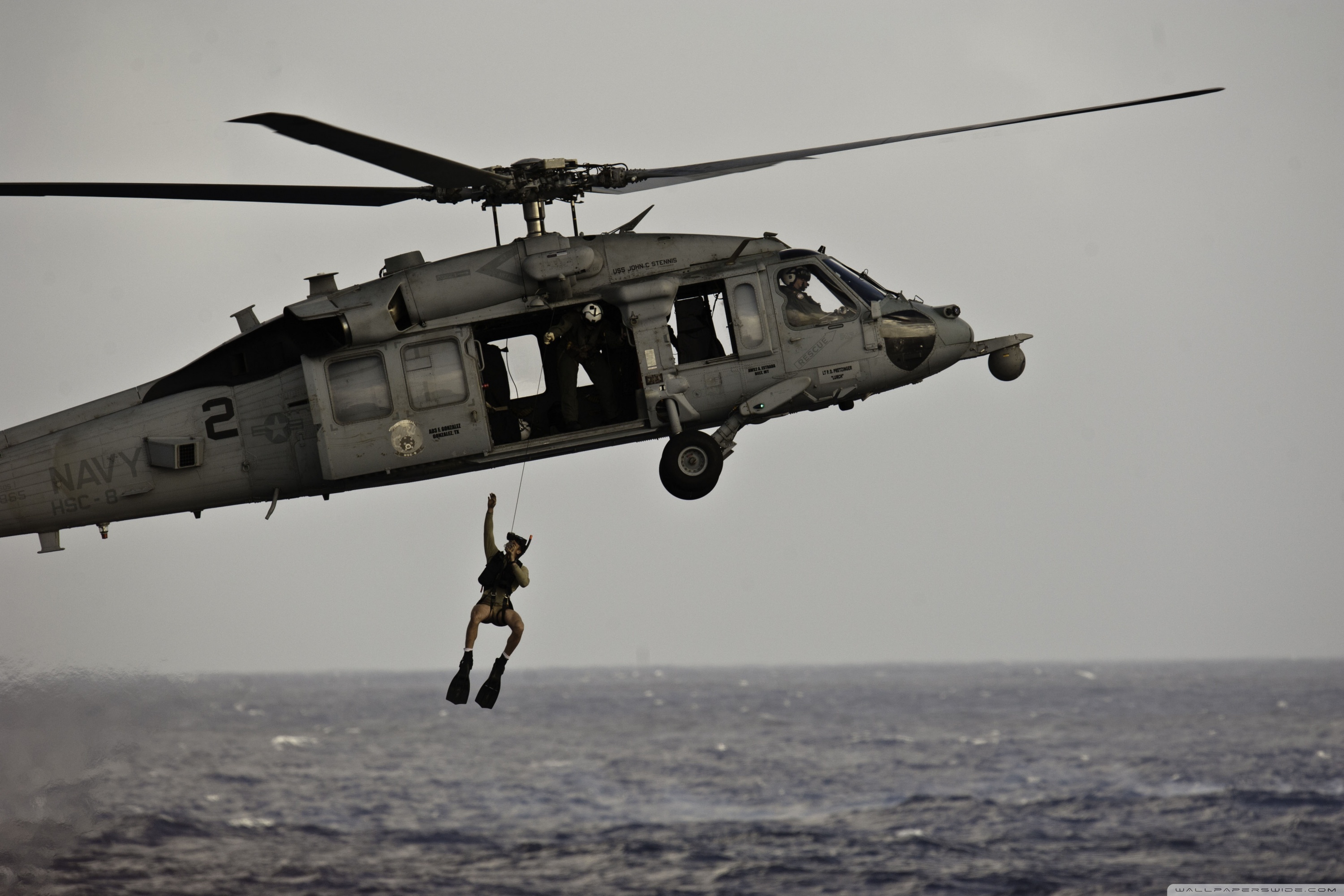 An MH 60S Sea Hawk Helicopter Demonstrates A Search