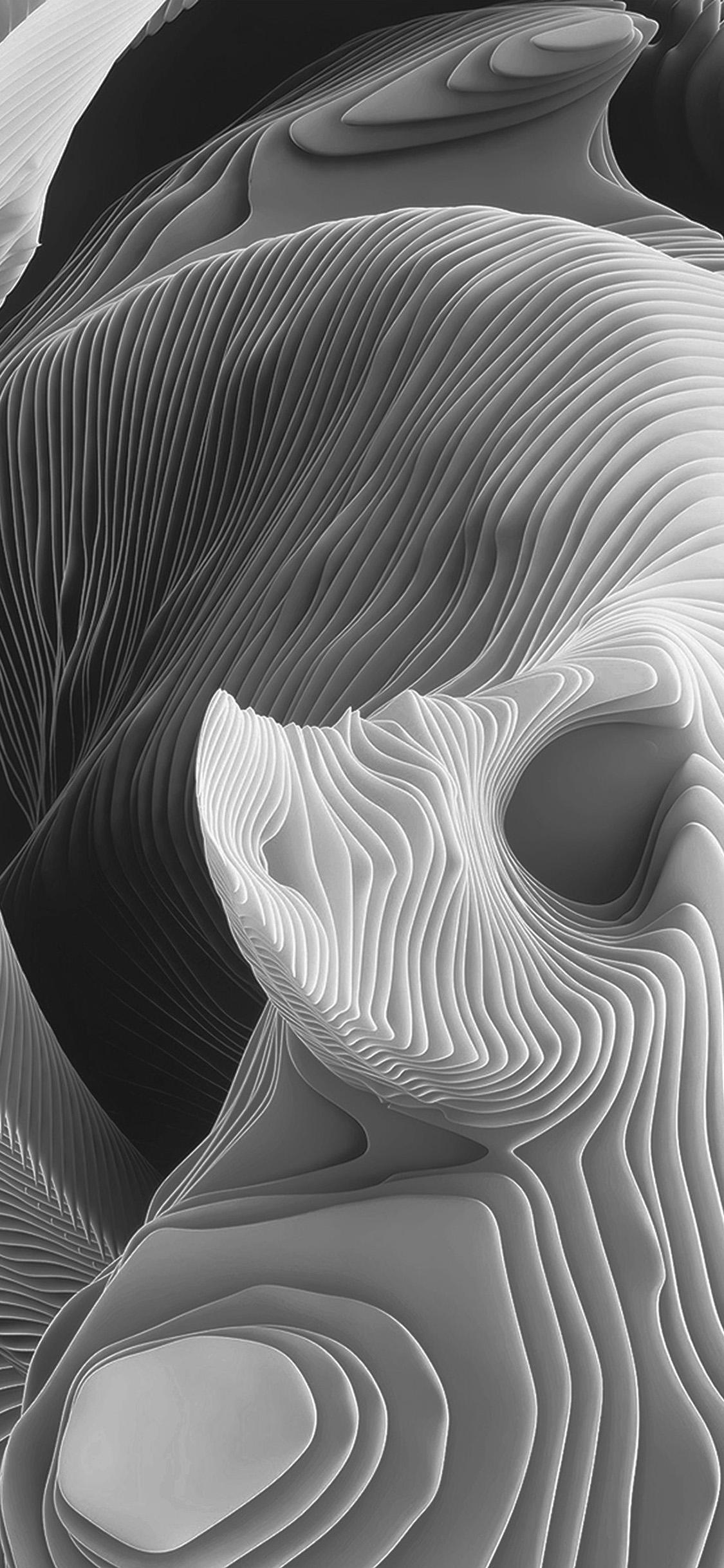 Curves Layer Bw Dark Abstract IPhone X2 Wallpaper Download