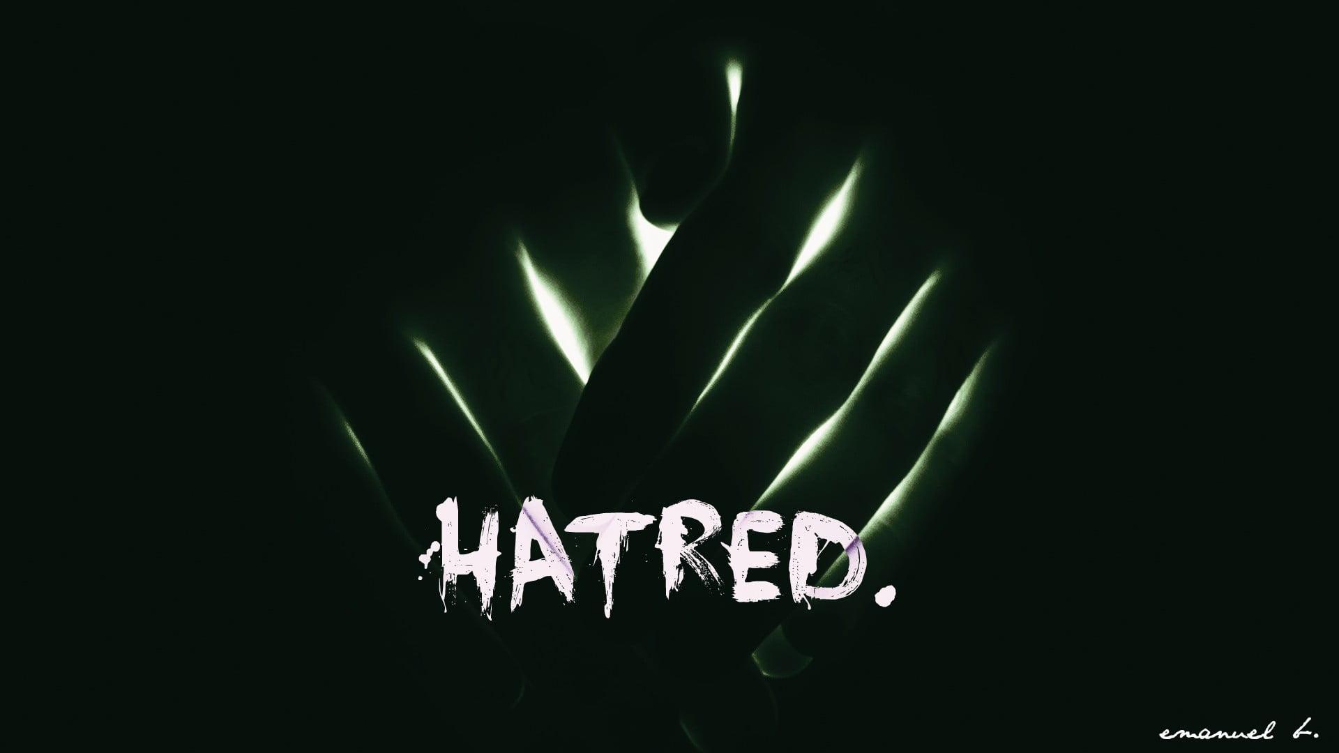 White and black Hatred logo HD wallpaper