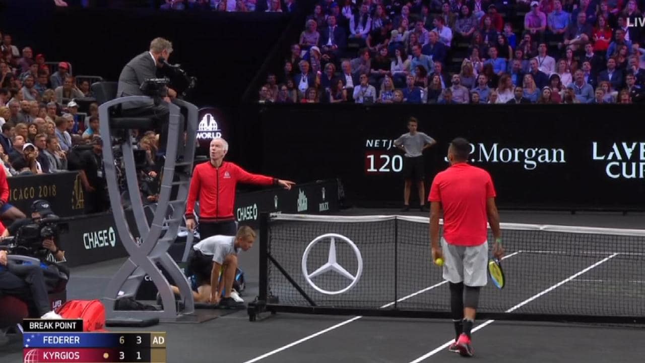 Nick Kyrgios, John McEnroe umpire video: Laver Cup vs Roger