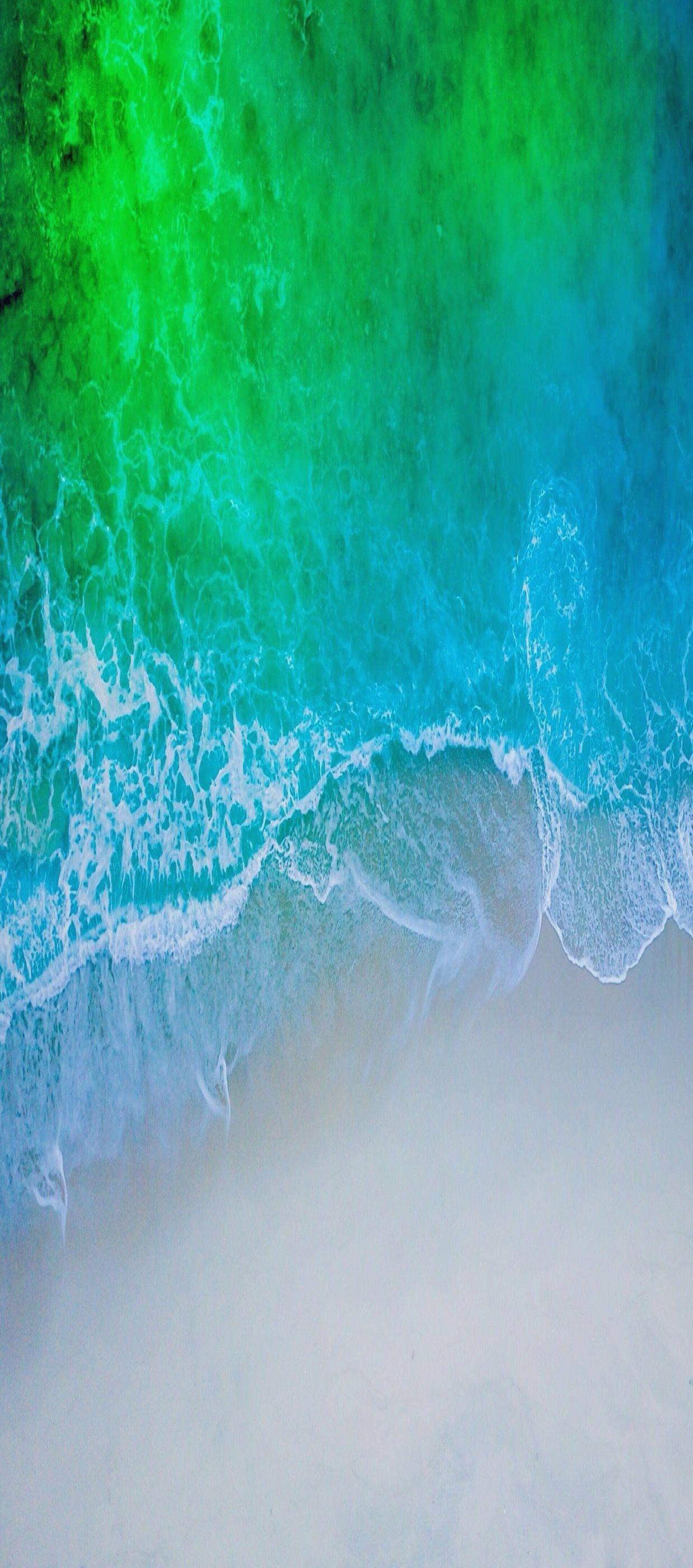 Ios 11 Iphone X Aqua Blue Water Beach Wave Ocean Apple