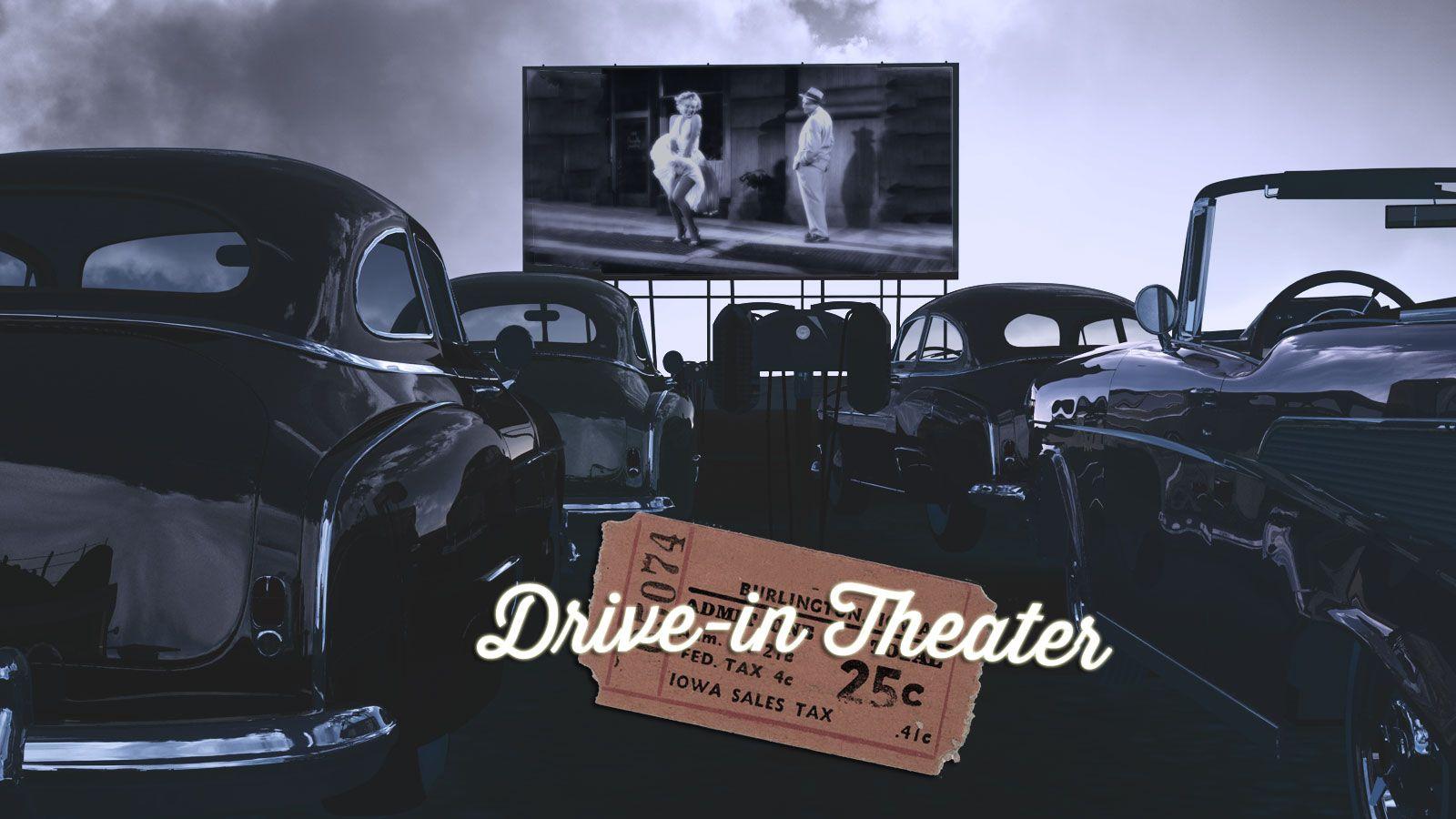 Classic Car at Drive in Movie Wallpaper Free Classic