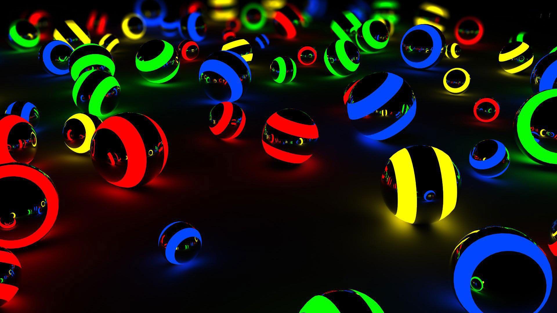 hd pics photo neon 3D color balls glowing light desktop