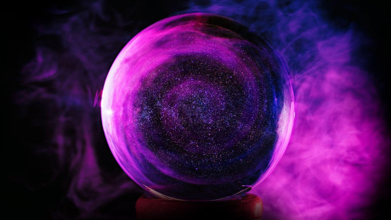 Wallpaper Crystal ball, Neon, Purple, 4K, 5K, Photography
