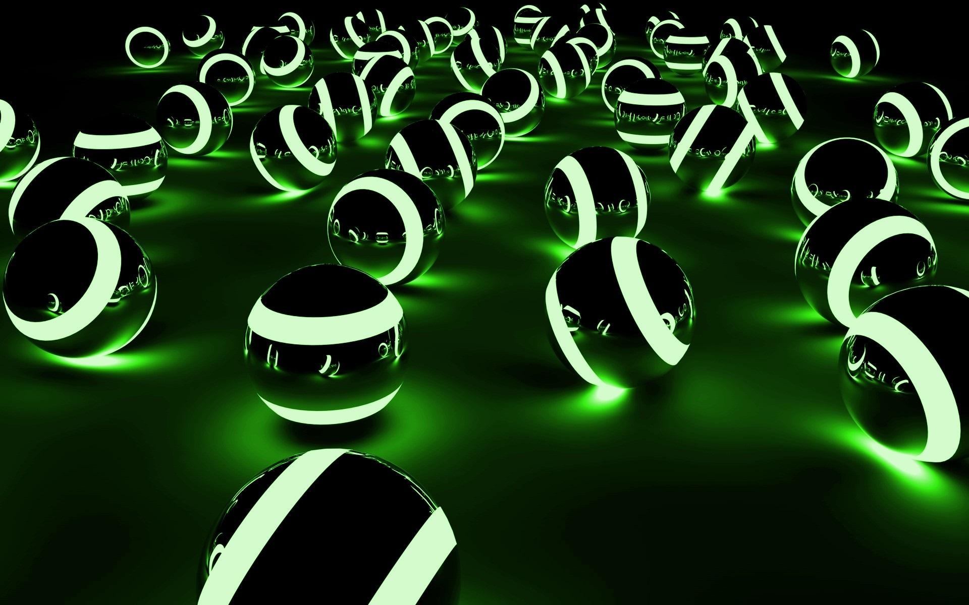 Wallpaper 3D green balls, lights 1920x1200 HD Picture, Image