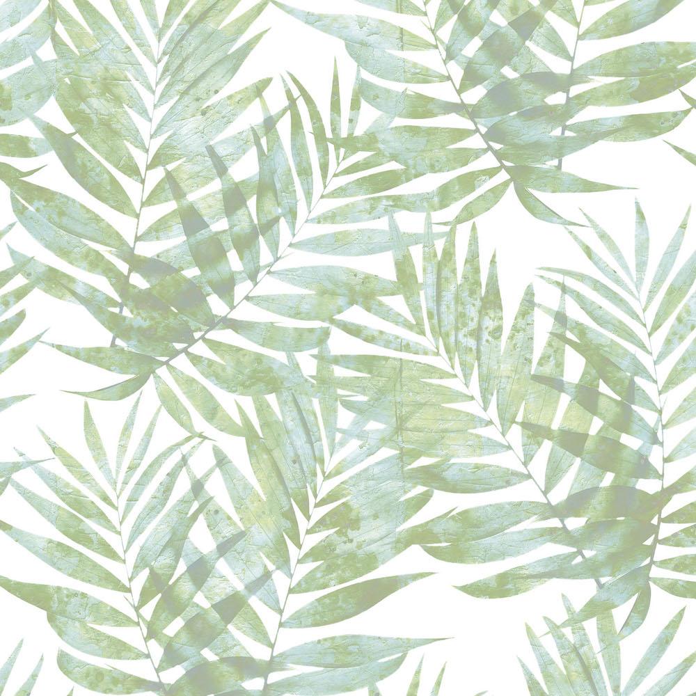 Galerie Organic Textures Tropical Leaves Light Green Wallpaper