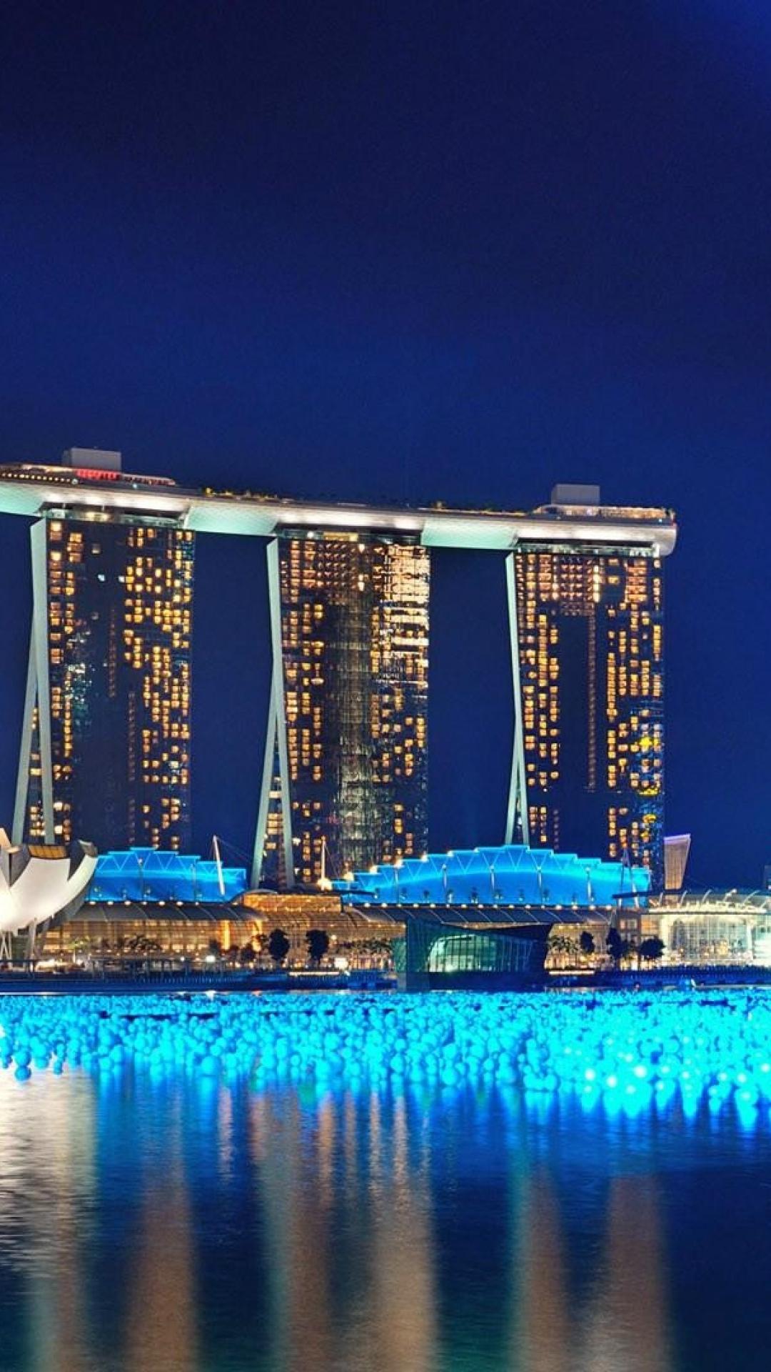 Marina Bay Sands Singapore Architecture Building Night HD