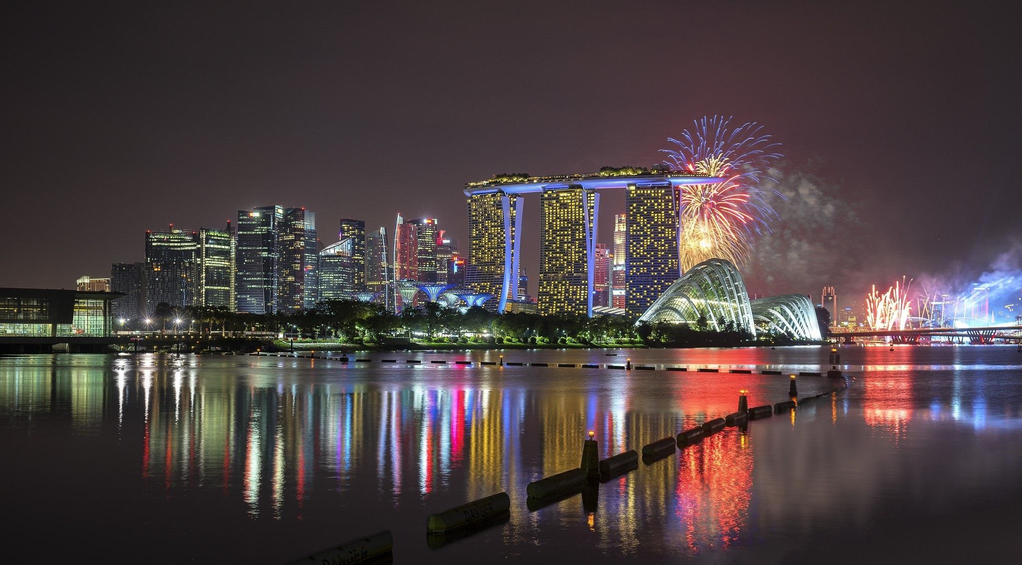 Singapore, Marina Bay Sands, Night, Skyscraper, City