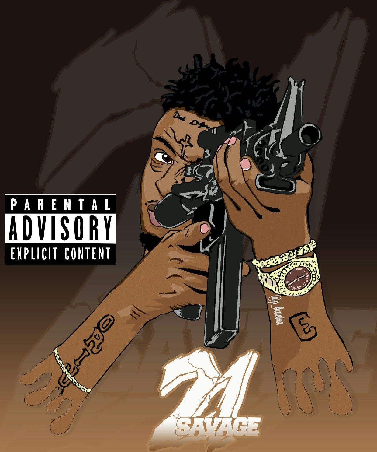 Download Blue Cartoon 21 Savage Rapper Pfp Wallpaper