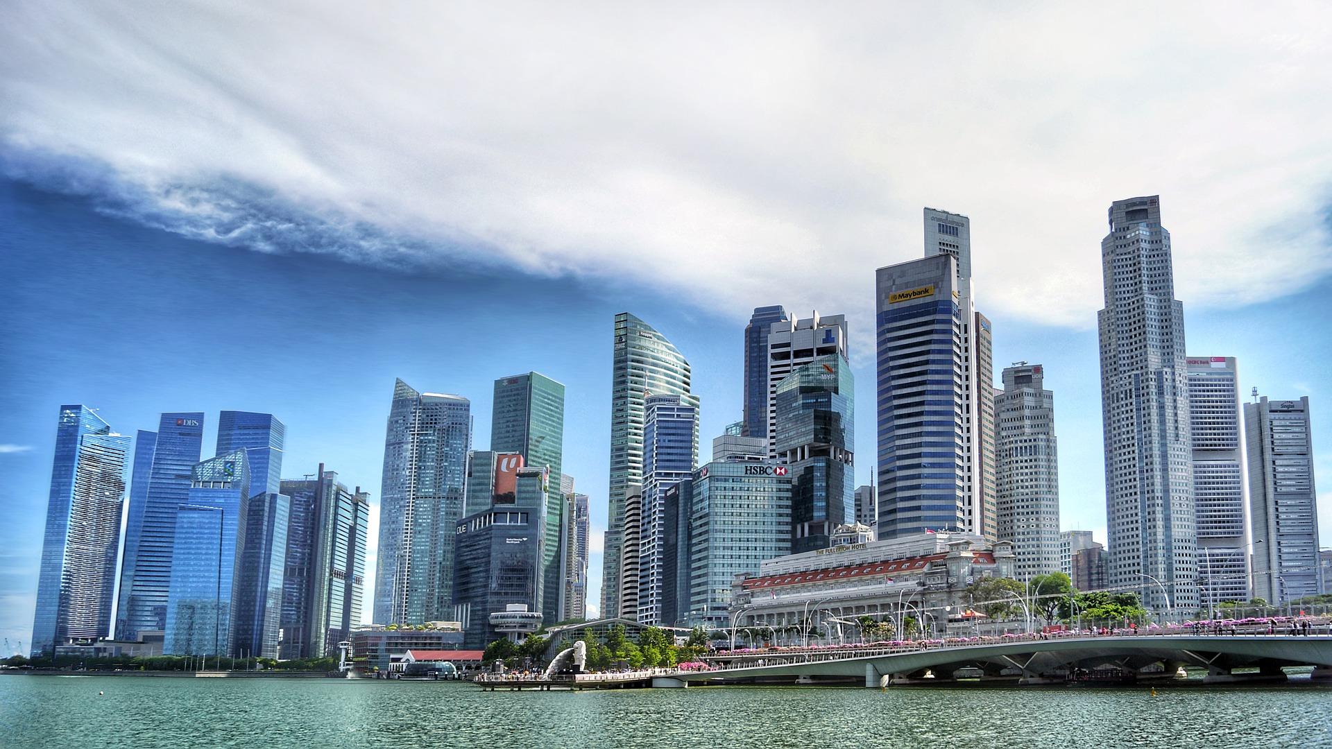 Singapore Skyscrapers Near River Wallpaper
