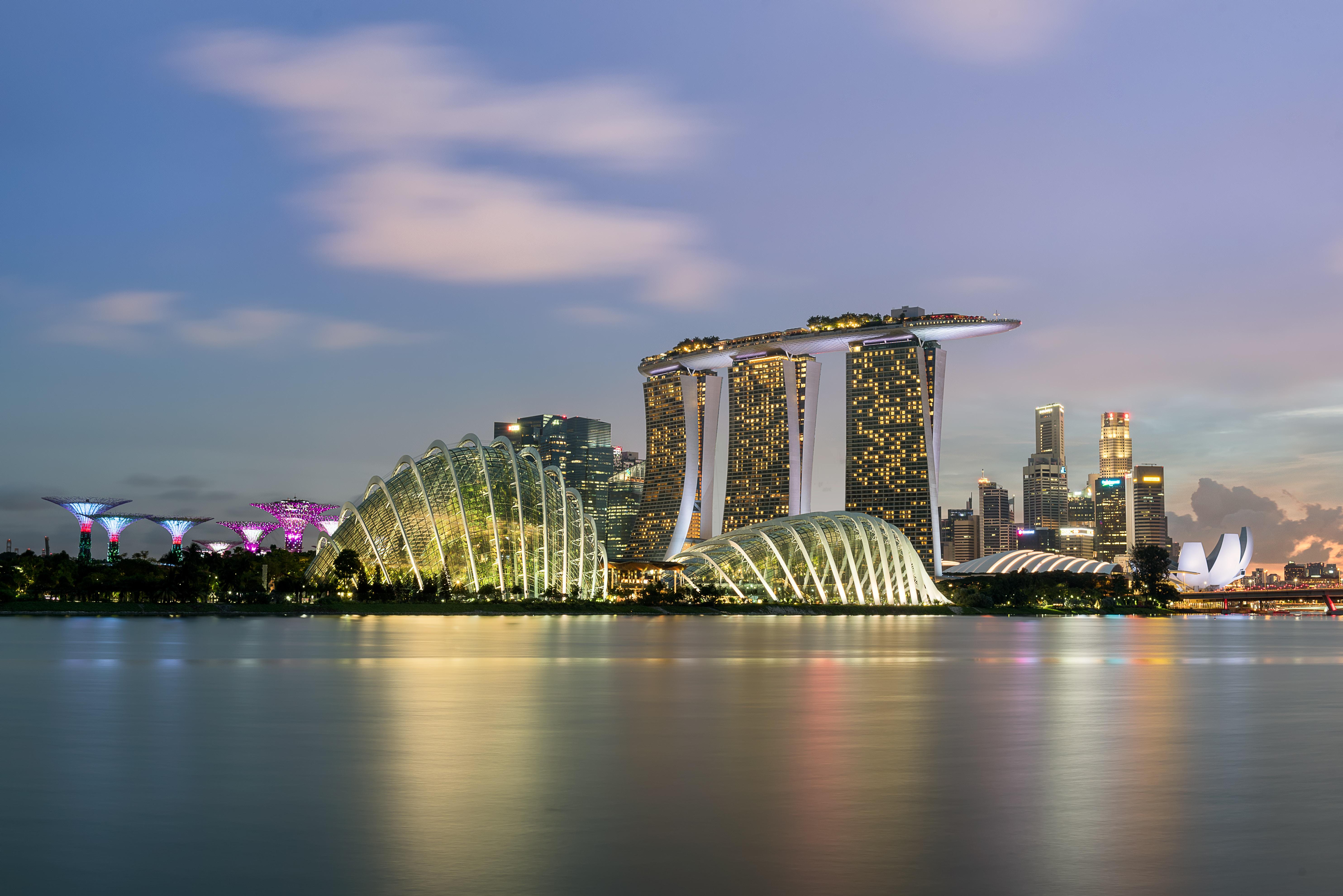wallpaper singapore, skyscrapers, panorama HD, Widescreen