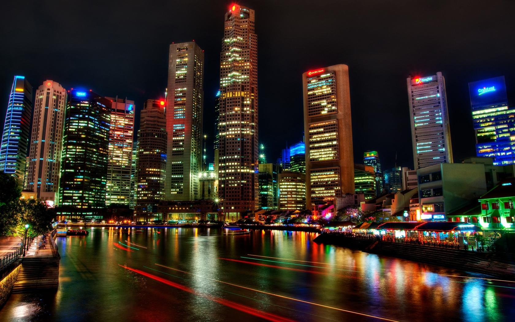 Singapore Night Skyscrapers , Image, HD