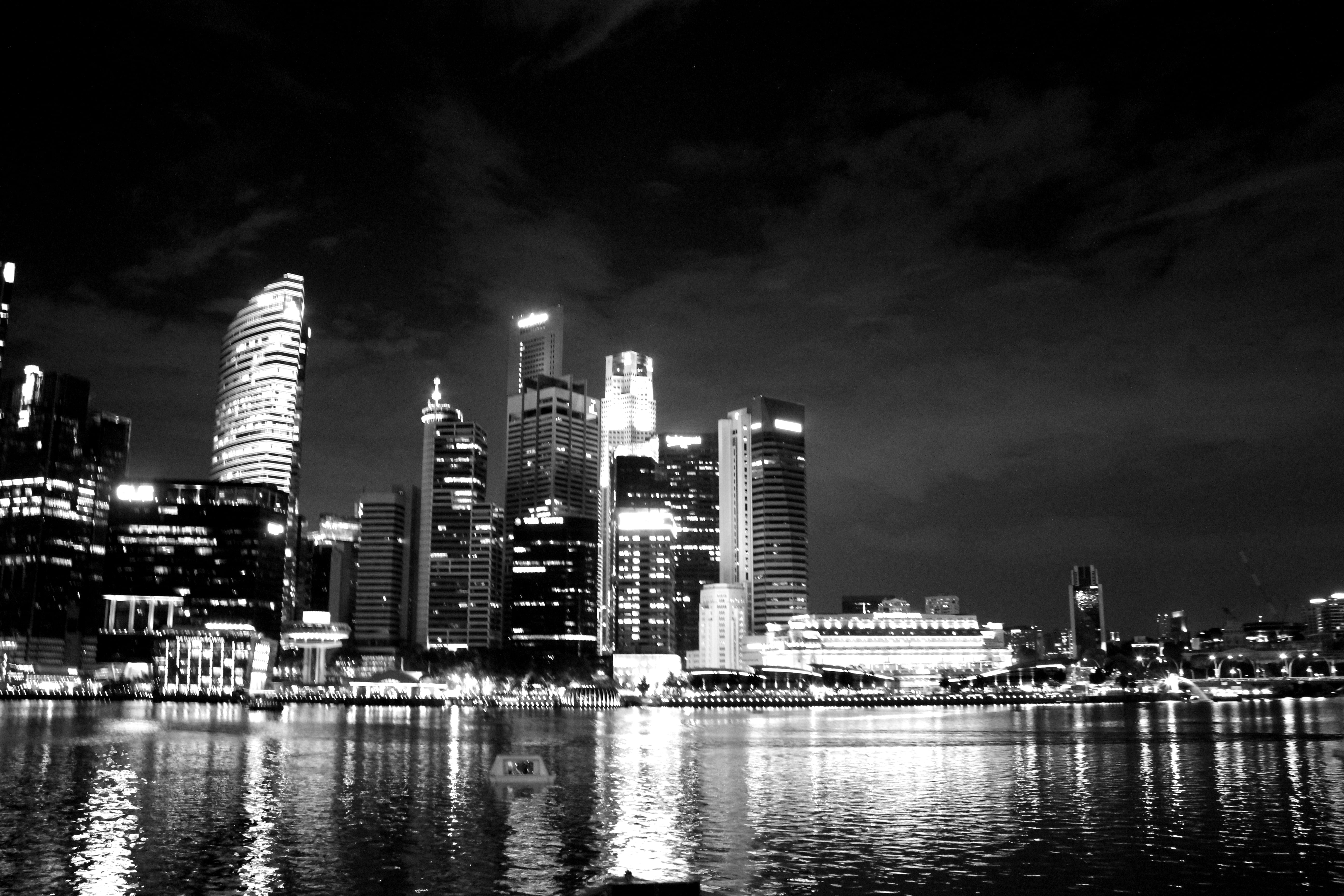 Assorted lighten skyscrapers during nighttime, singapore