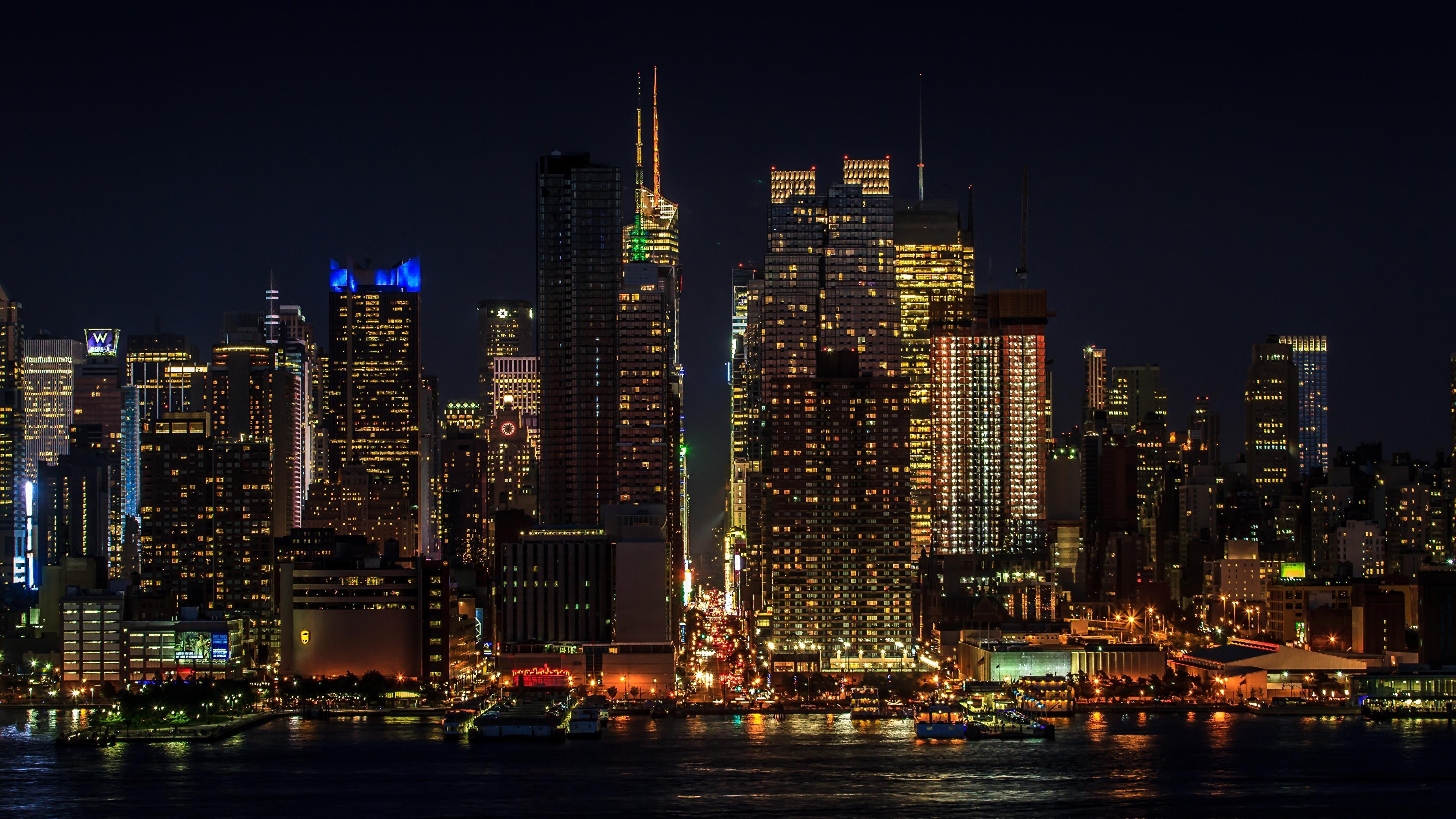 Photo Manhattan New York City USA megalopolis Night 3840x2160