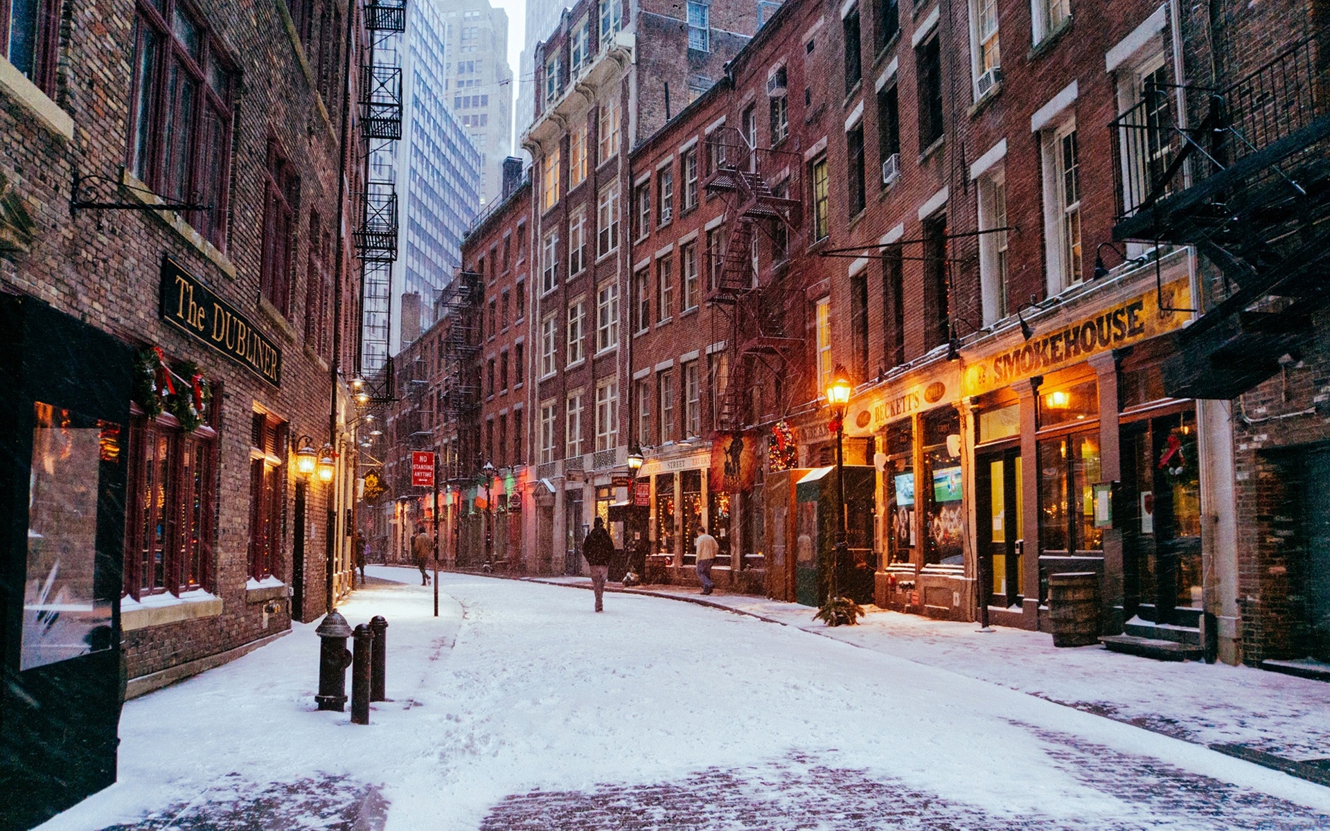 Wallpaper New York City, Manhattan, USA, city night, winter