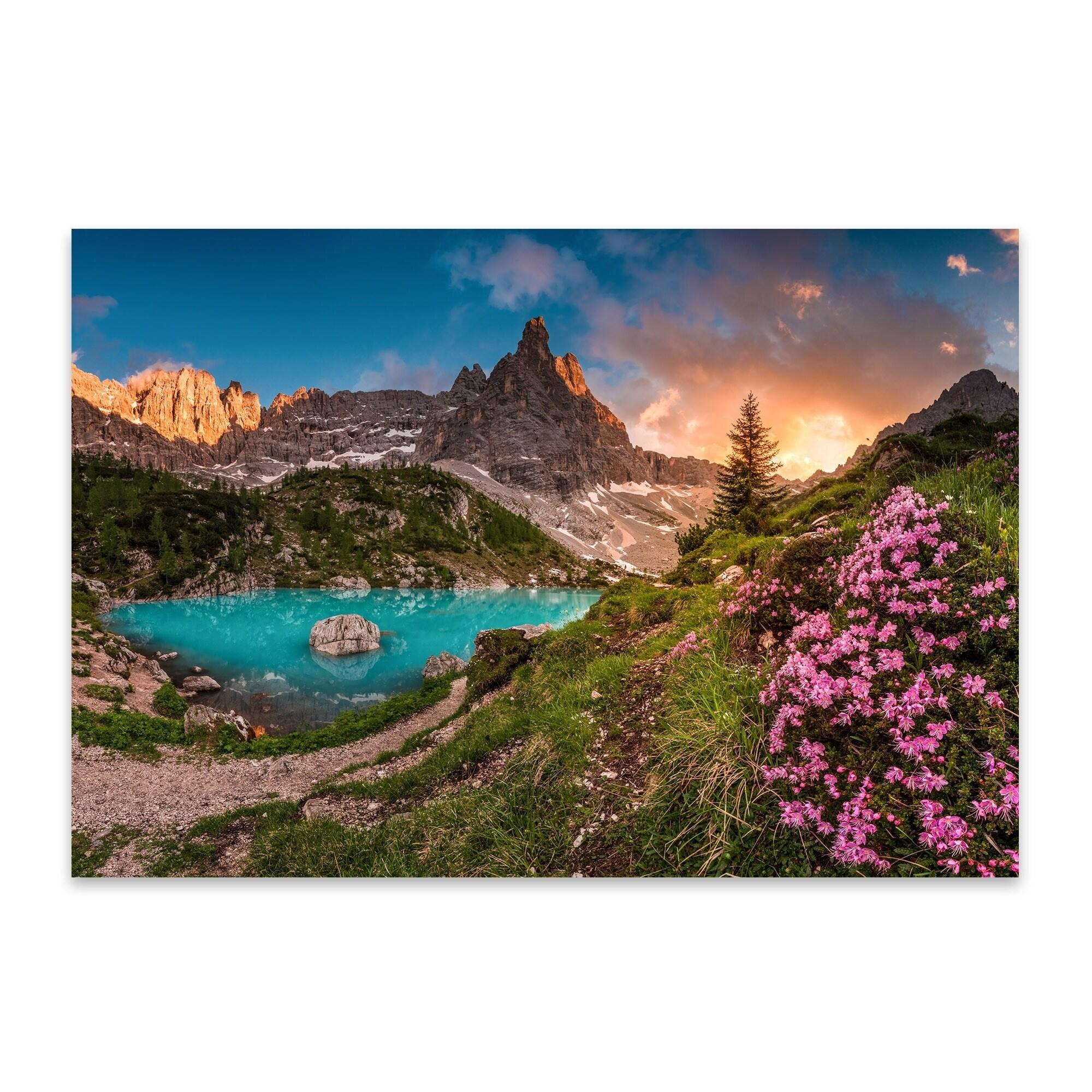 Noir Gallery Marcel Gross 'Dolomites Sunset' Lago di Sorapis Belluno Italy Metal Wall Art Print