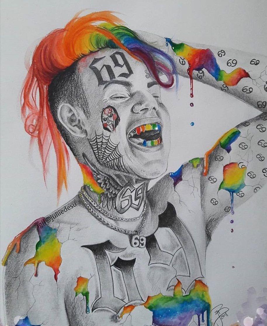 colourful hair dont care #sg69,. .. .. ix9ine #tekashi6ix9ine #worldstar #billboard #art #r. Fondos de comic, Brujulas dibujo, Dibujos